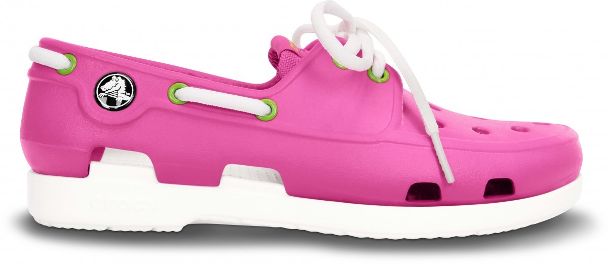 Pantofi Crocs Kids' Beach Line Lace Boat Shoe Roz - Fuchsia