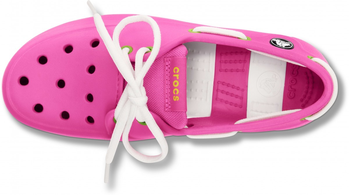 Pantofi Crocs Kids' Beach Line Lace Boat Shoe Roz - Fuchsia - poza 3