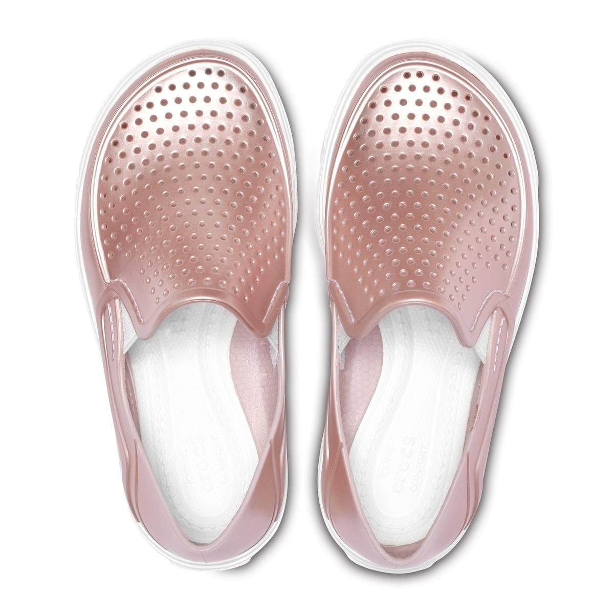 Pantofi Crocs Kids' CitiLane Roka Metallic Slip-On Roz - Rose Dust - poza 4