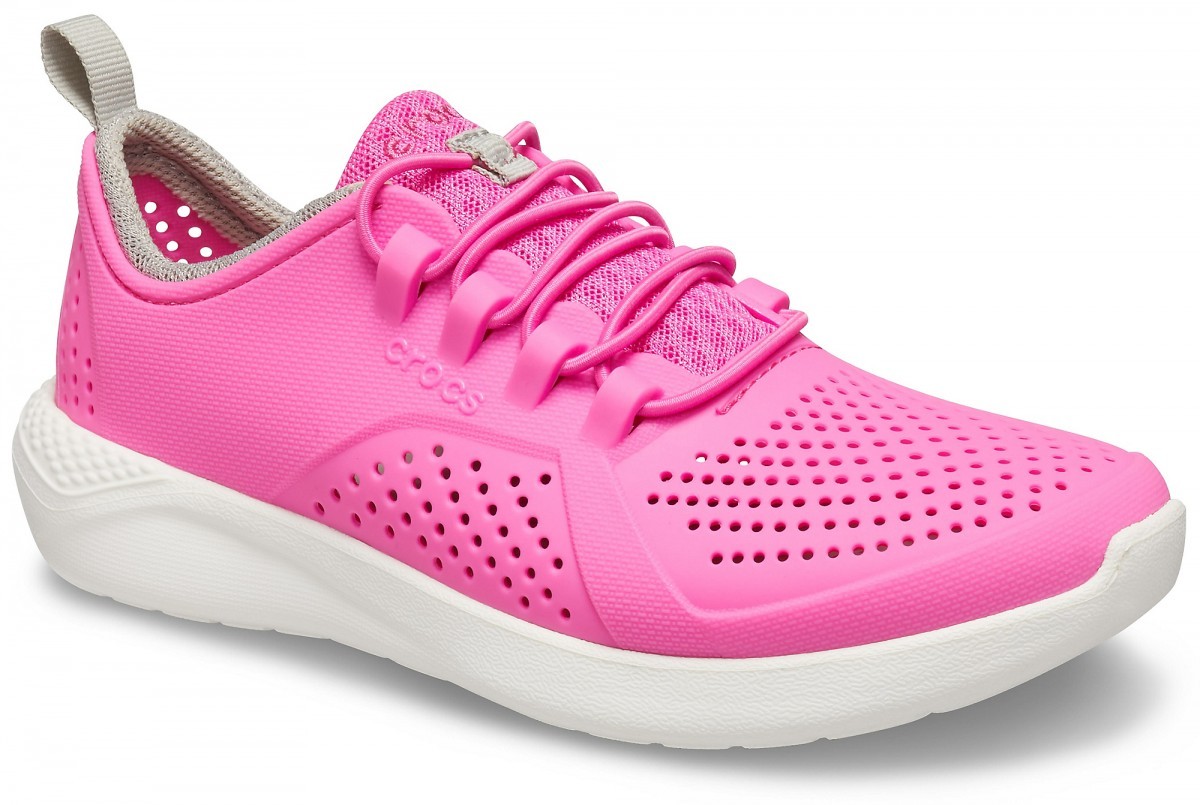 Pantofi Crocs Kids' LiteRide Pacer Roz - Electric Pink/White - poza 2
