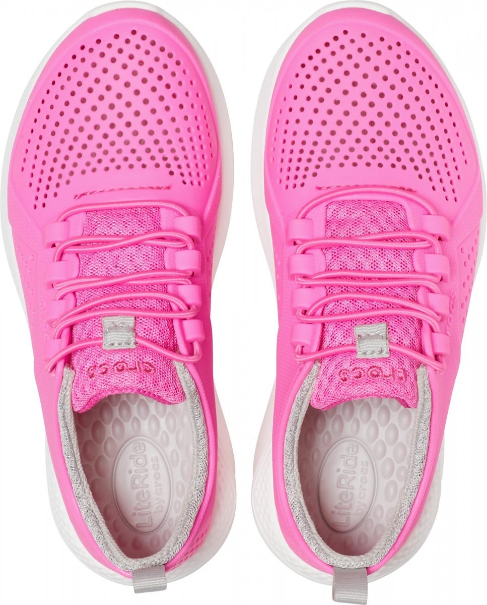 Pantofi Crocs Kids' LiteRide Pacer Roz - Electric Pink/White - poza 3