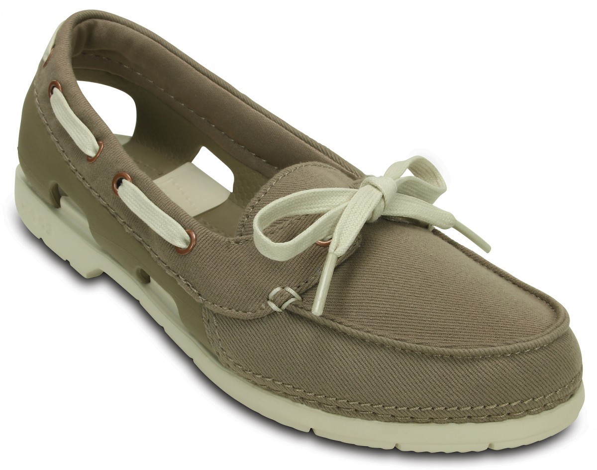 Pantofi Crocs Women's Beach Line Hybrid Boat Shoe Maro - Khaki/Stucco - poza 2