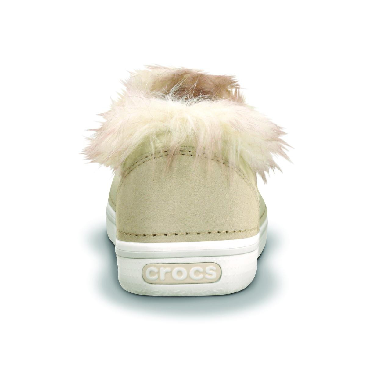 Pantofi Crocs Women's Hover Lace Up Fur Bej - Stucco/Oyster - poza 3