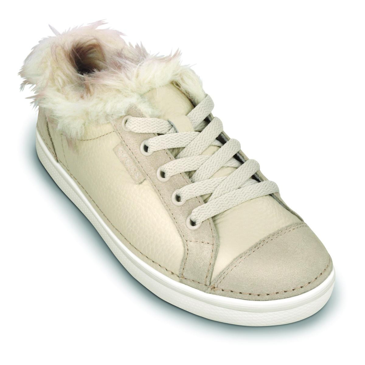 Pantofi Crocs Women's Hover Lace Up Fur Bej - Stucco/Oyster - poza 2