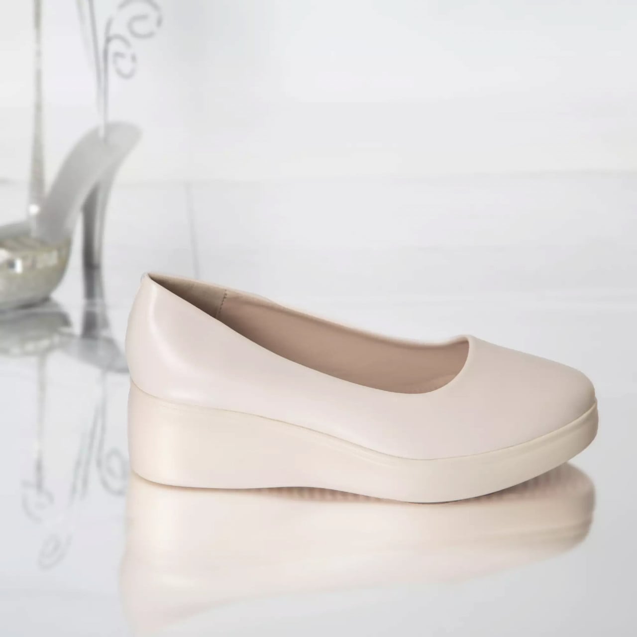 Pantofi cu platforma amalya bej piele ecologica - poza 3