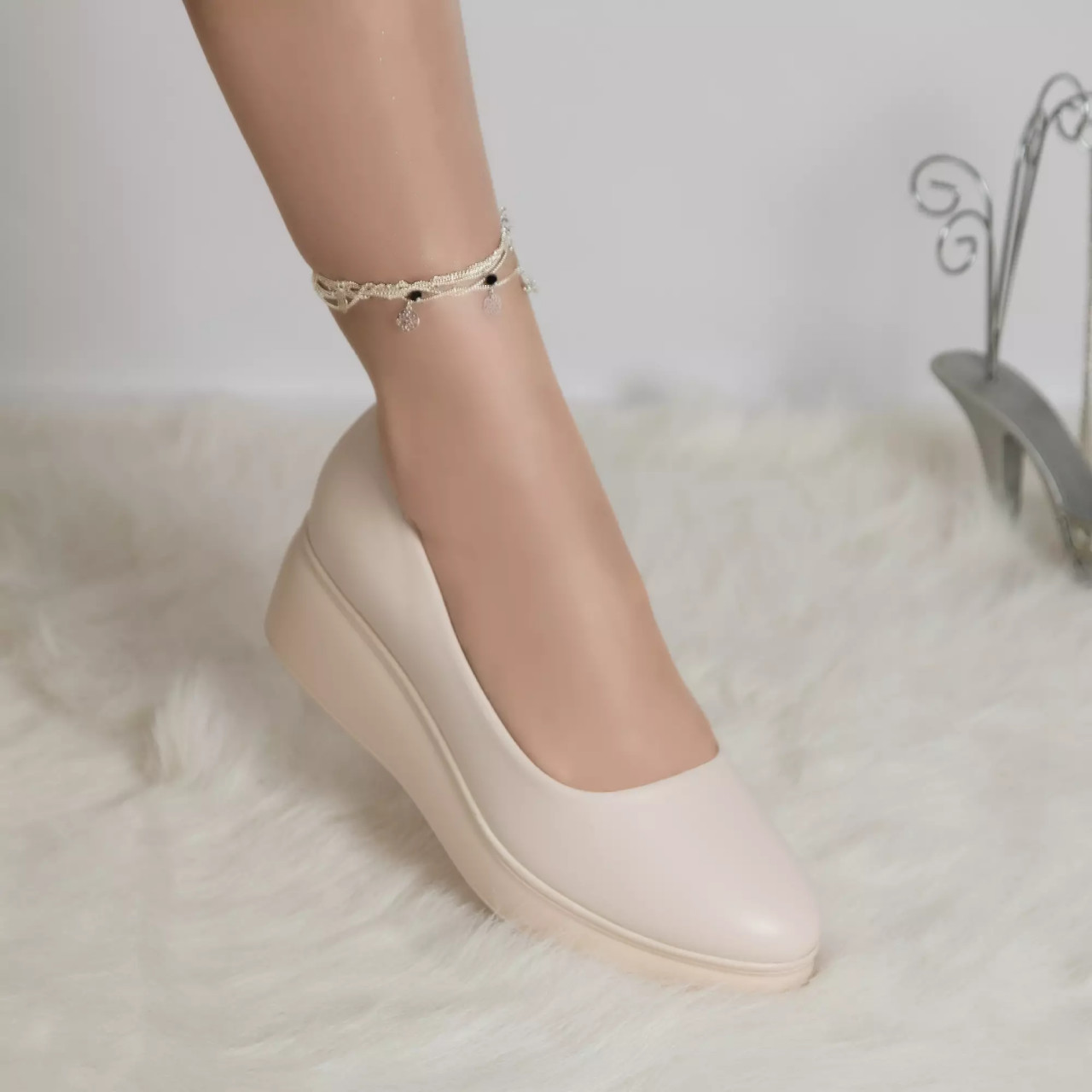 Pantofi cu platforma amalya bej piele ecologica - poza 4
