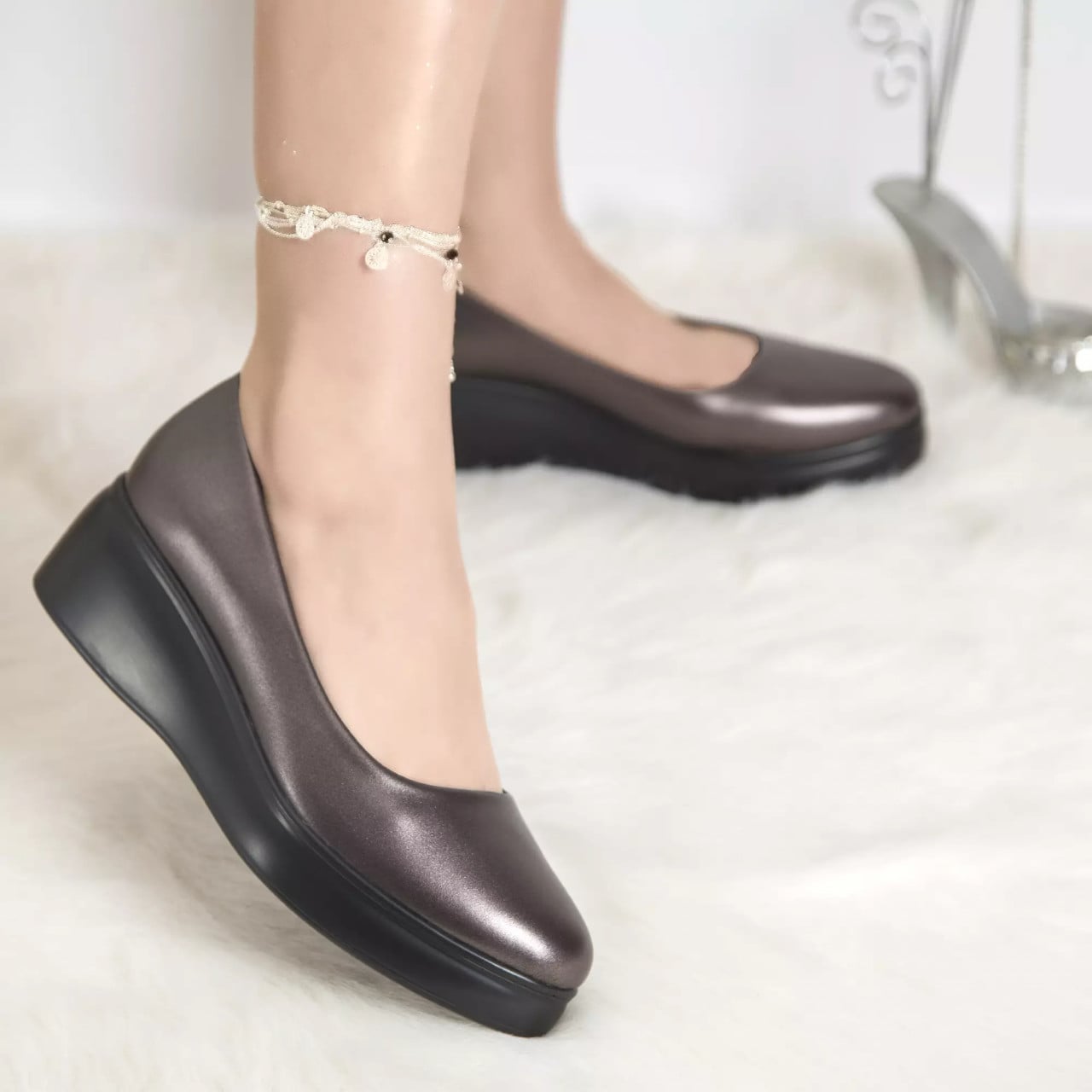 Pantofi cu platforma amalya gun piele ecologica - poza 1