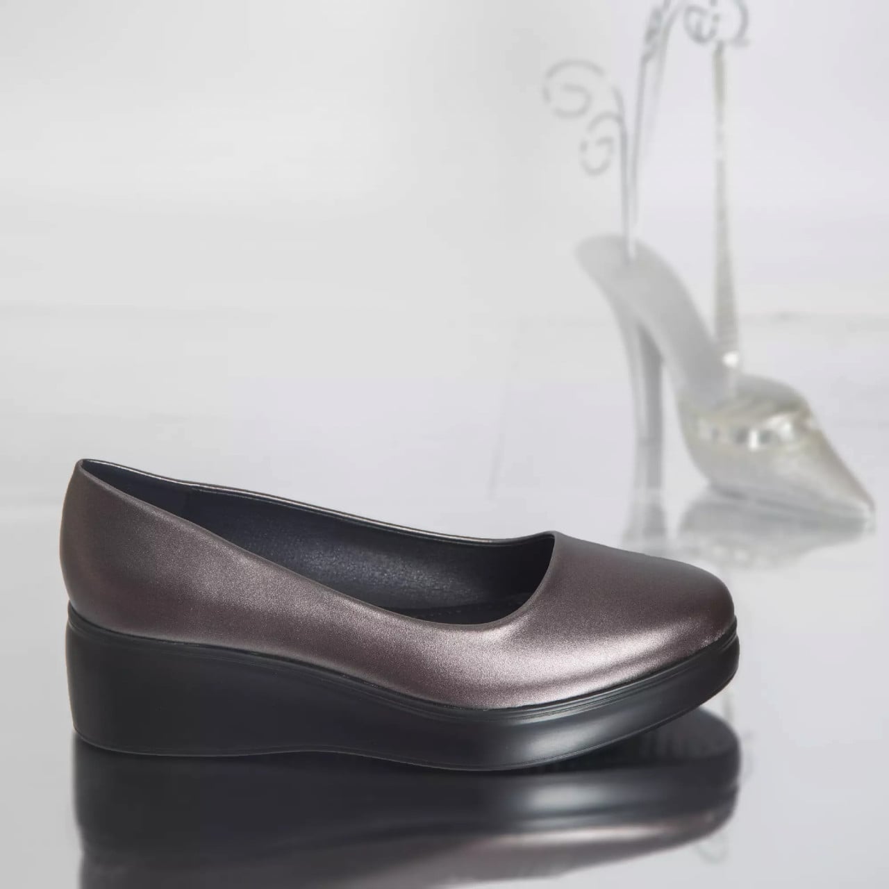 Pantofi cu platforma amalya gun piele ecologica - poza 2