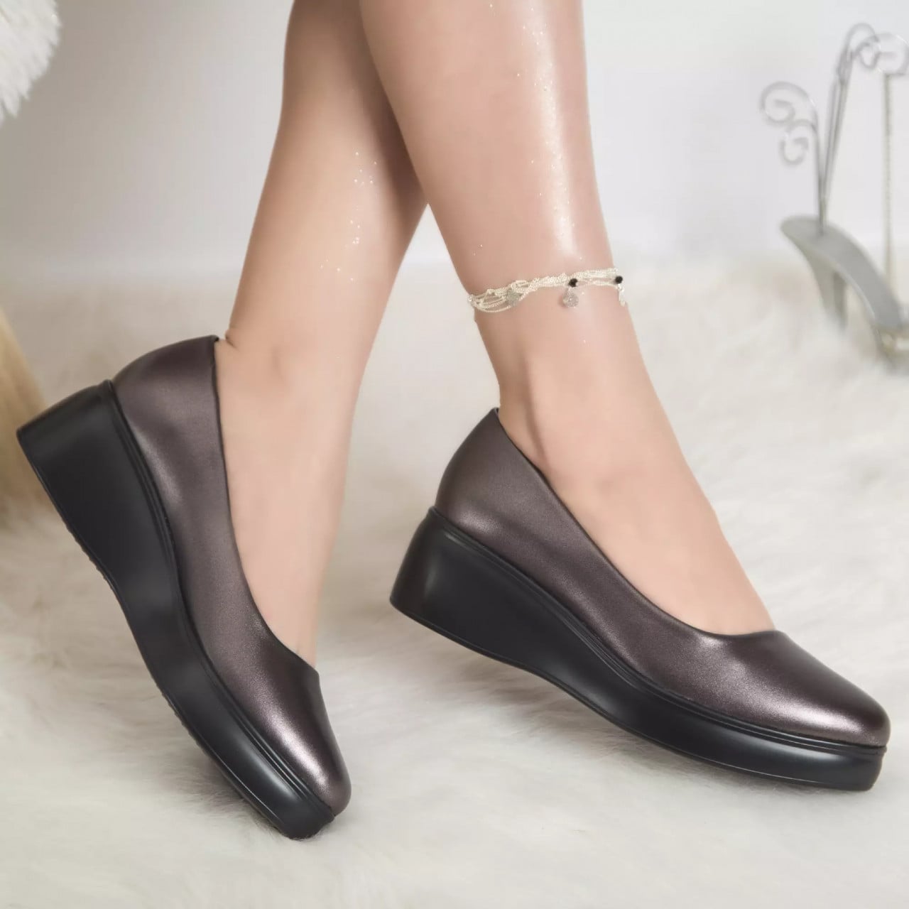 Pantofi cu platforma amalya gun piele ecologica - poza 3