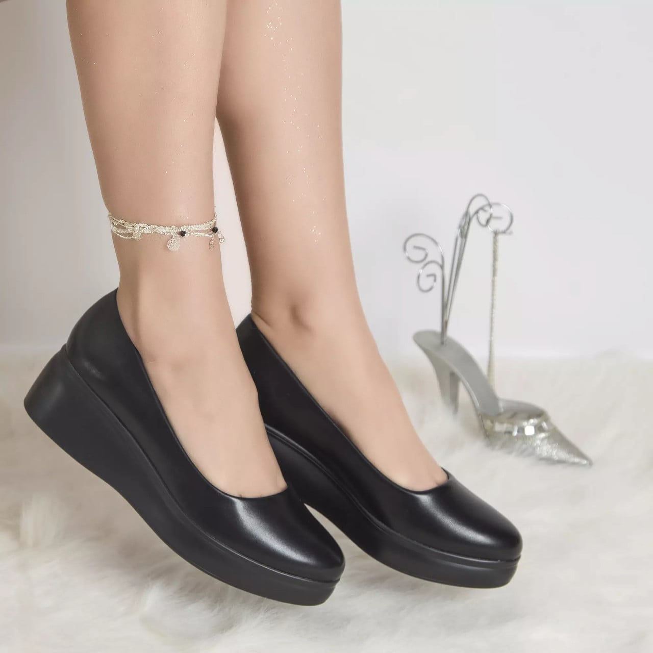 Pantofi cu platforma amalya negru piele ecologica - poza 1