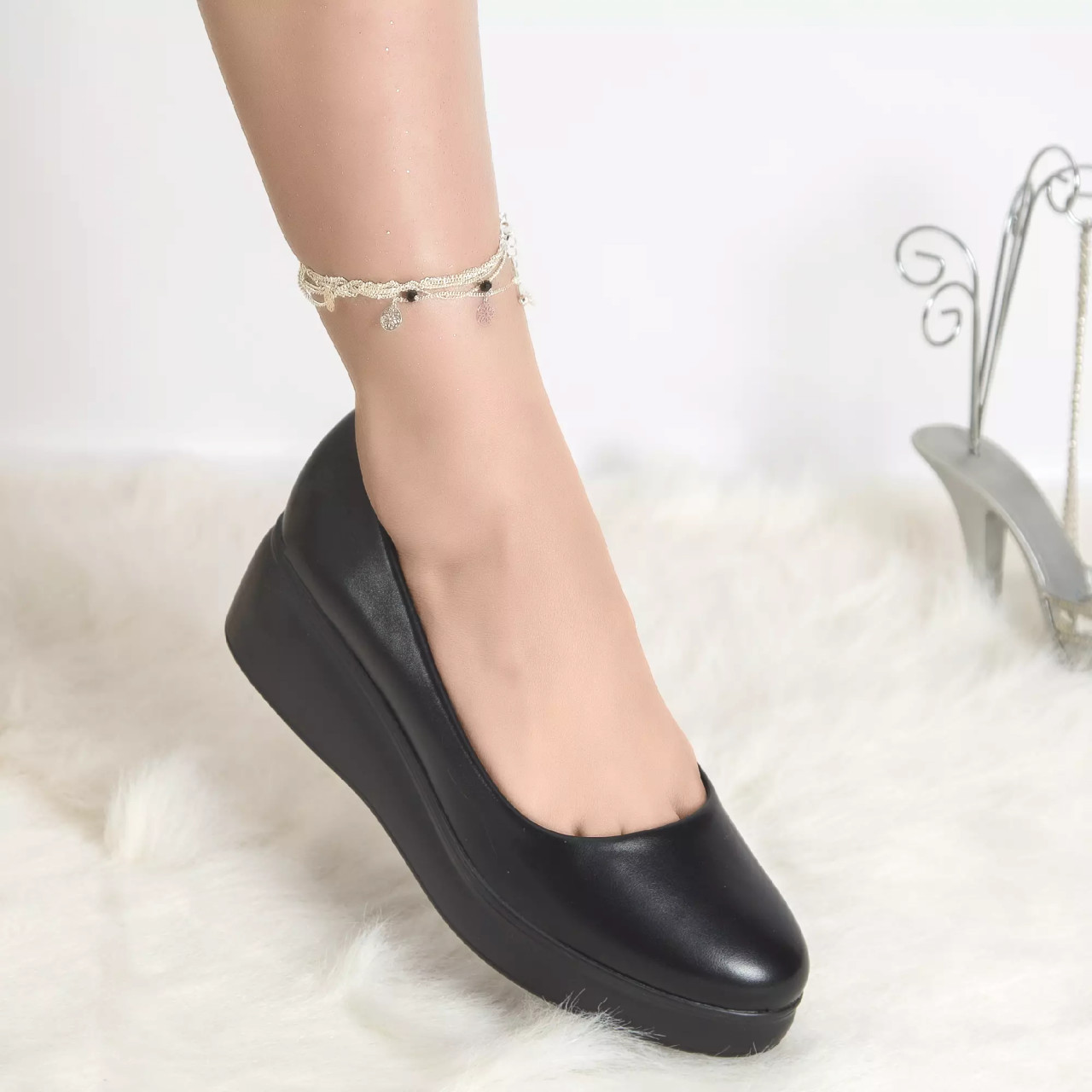 Pantofi cu platforma amalya negru piele ecologica - poza 3