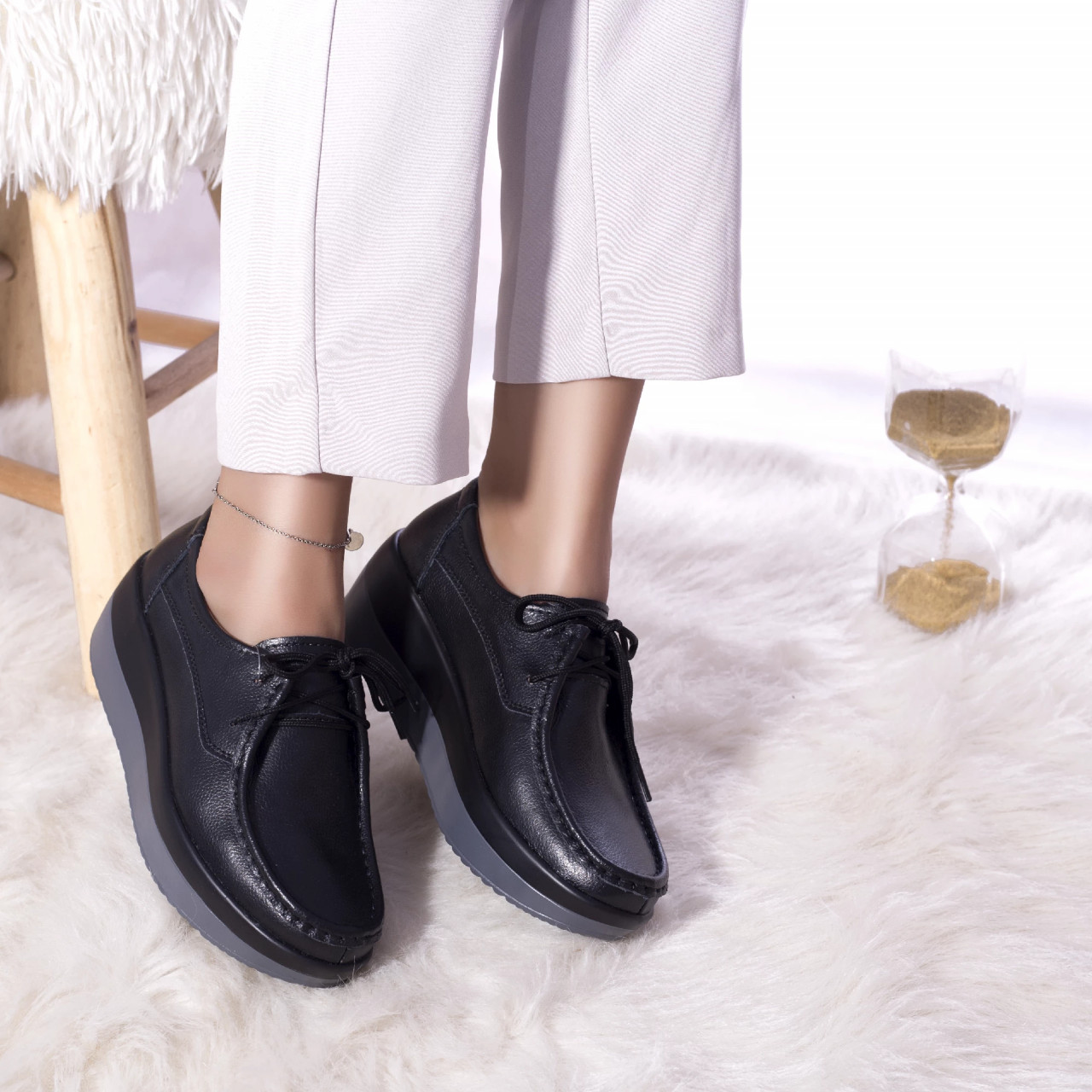 Pantofi cu platforma clarisa piele naturala negru - poza 2