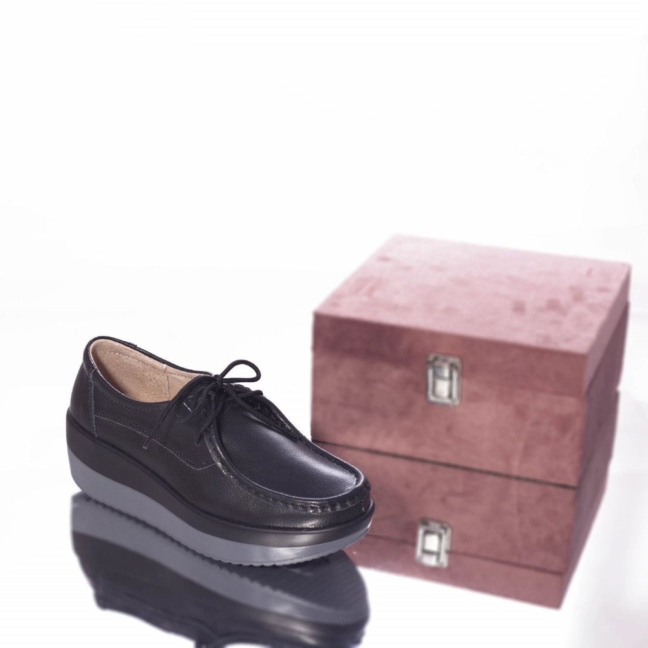 Pantofi cu platforma clarisa piele naturala negru - poza 3