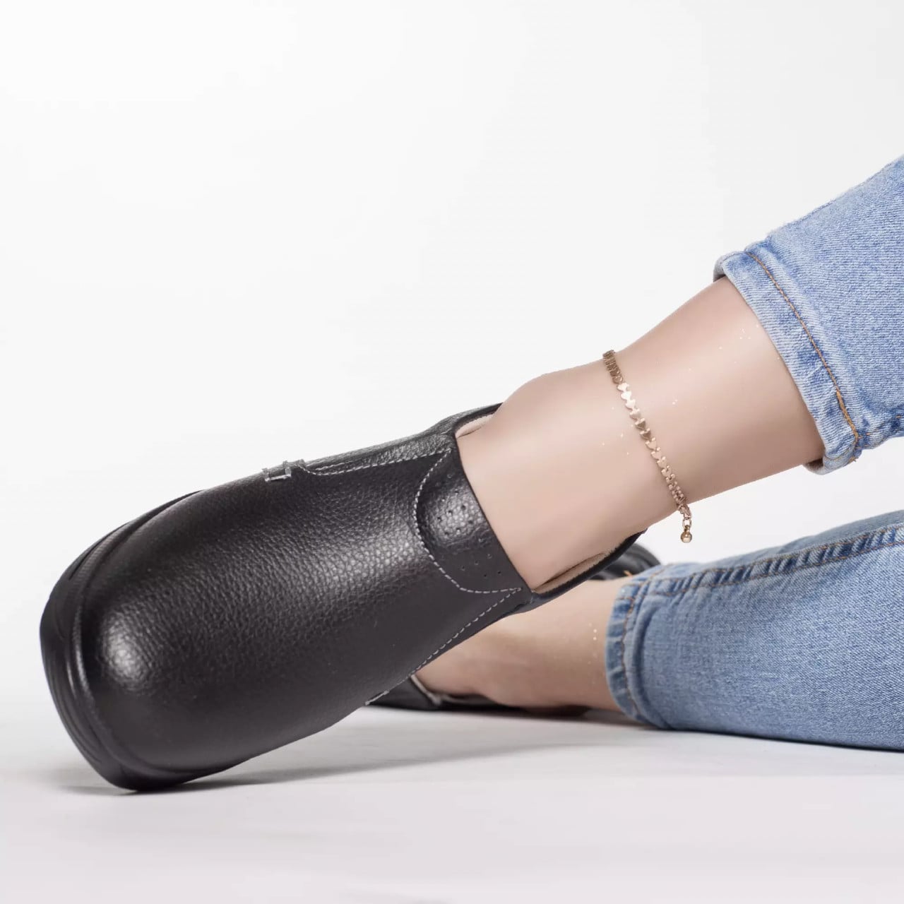 Pantofi cu platforma cordie negru piele naturala - poza 2