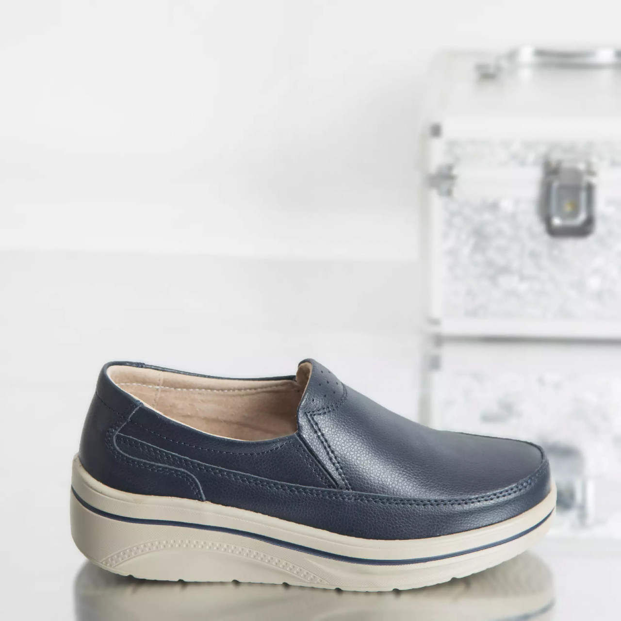 Pantofi cu platforma jessica navy piele naturala - poza 3