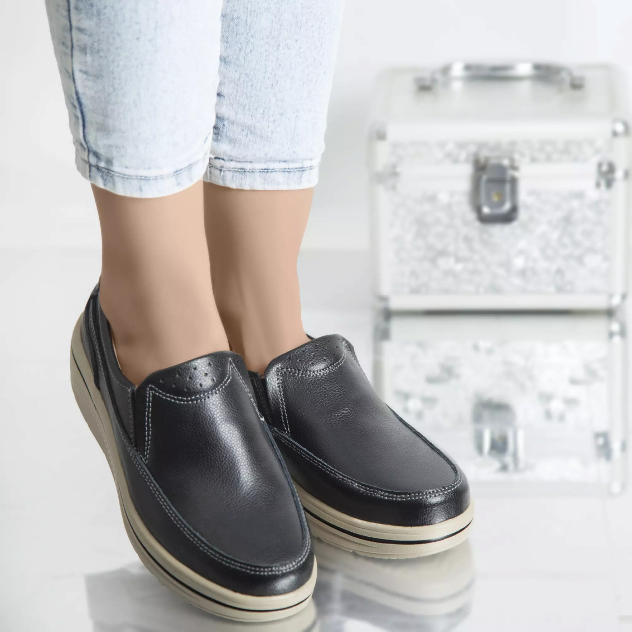 Pantofi cu platforma jessica negru piele naturala - poza 2