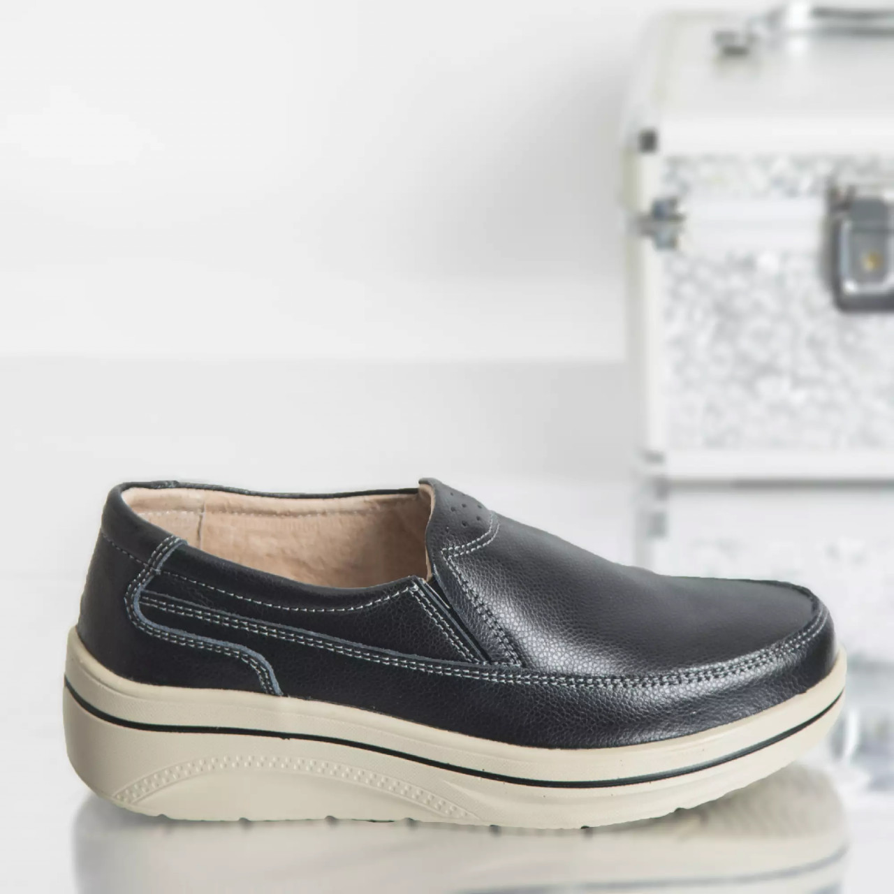 Pantofi cu platforma jessica negru piele naturala - poza 4
