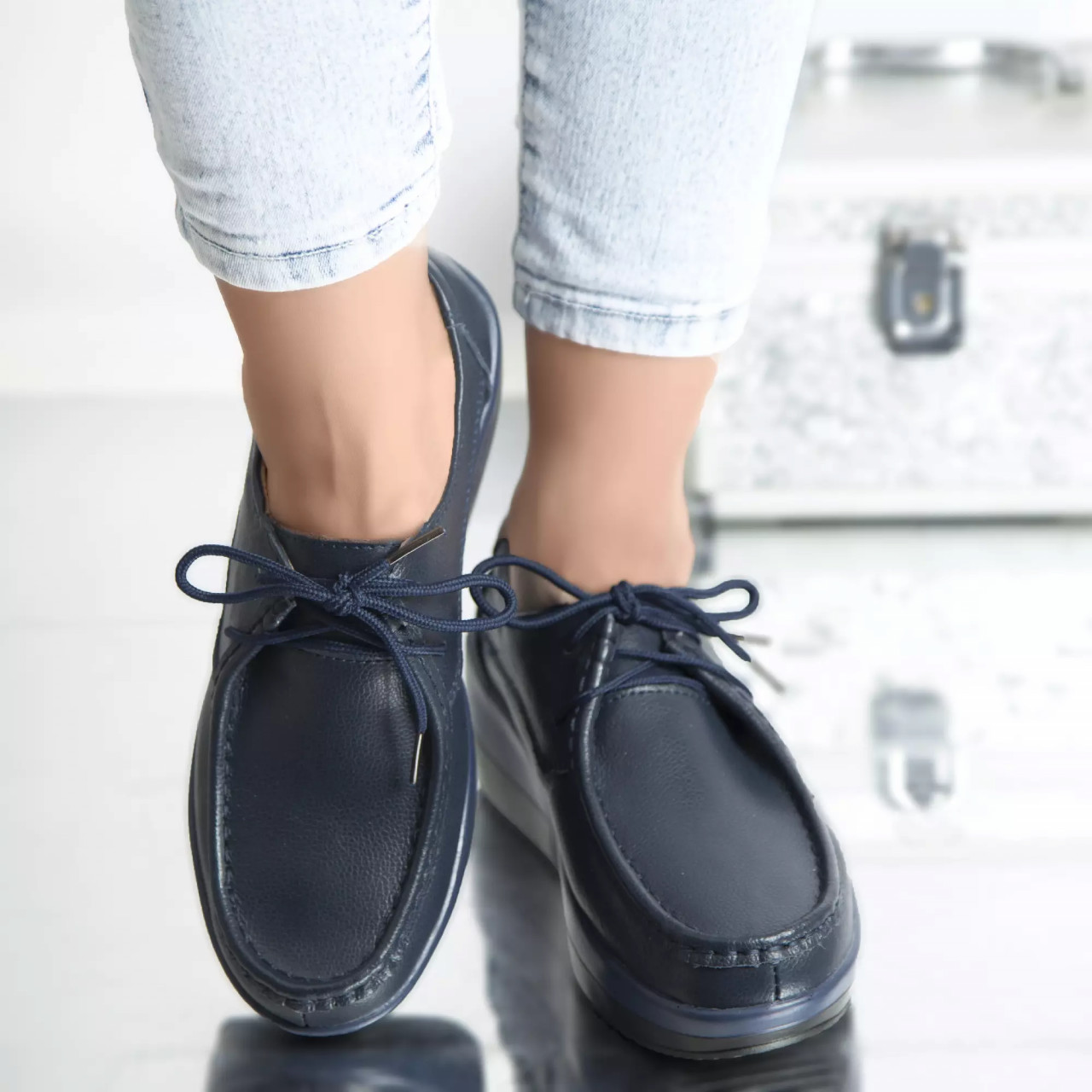 Pantofi cu platforma lyllay navy piele naturala - poza 3