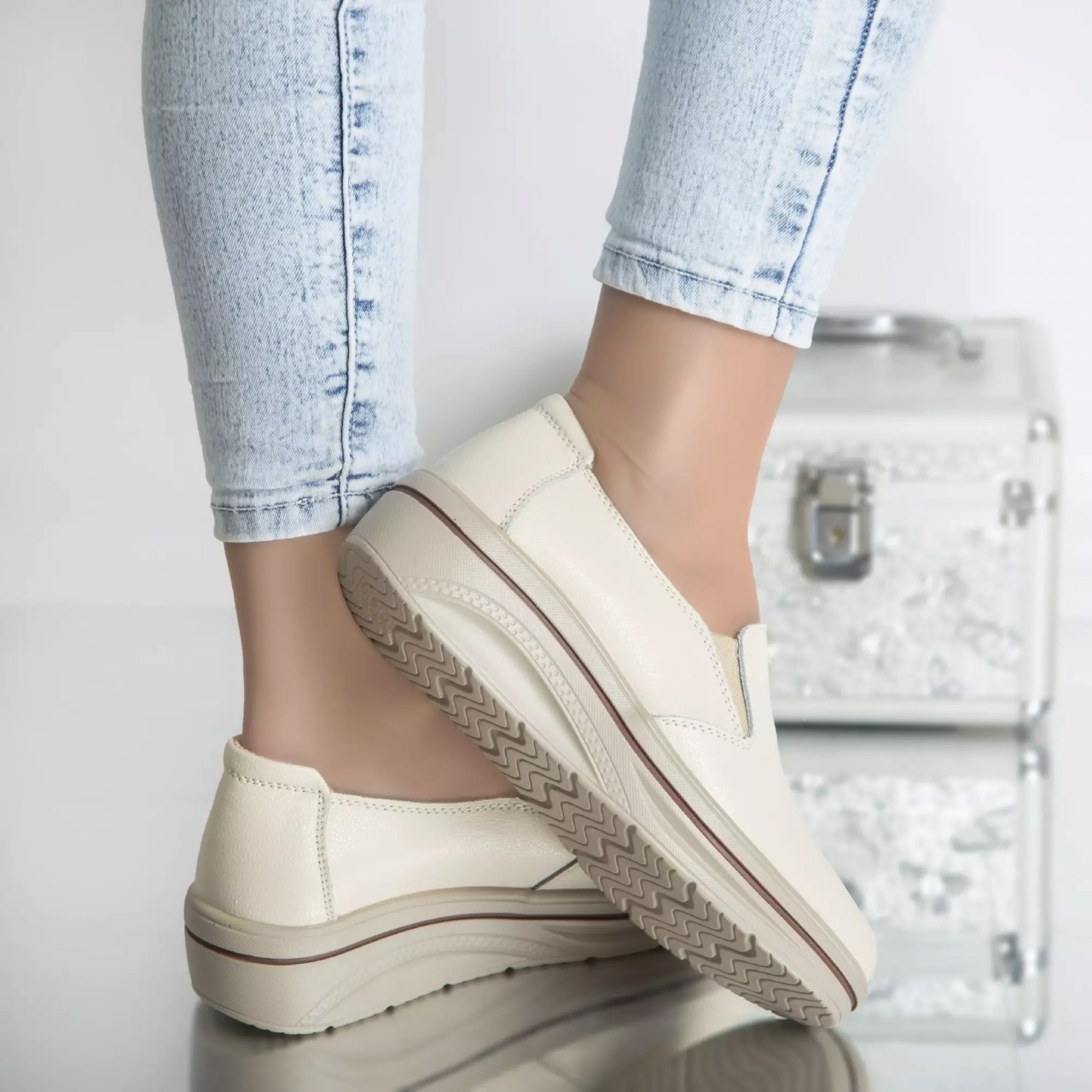 Pantofi cu platforma nataly bej piele naturala - poza 2
