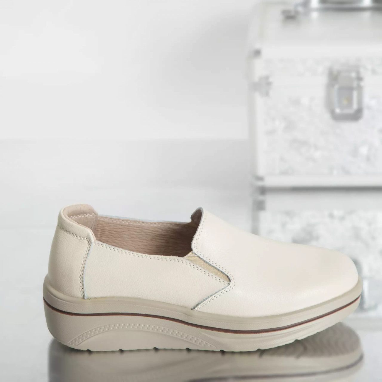 Pantofi cu platforma nataly bej piele naturala - poza 3