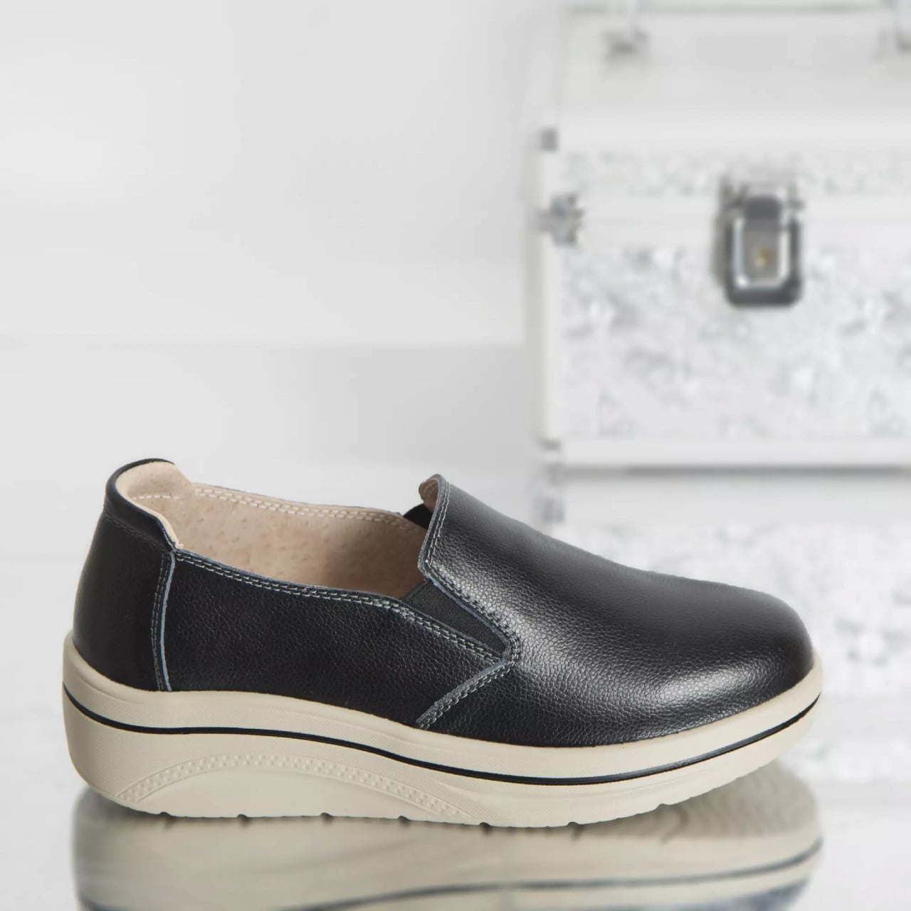 Pantofi cu platforma nataly negru piele naturala - poza 2