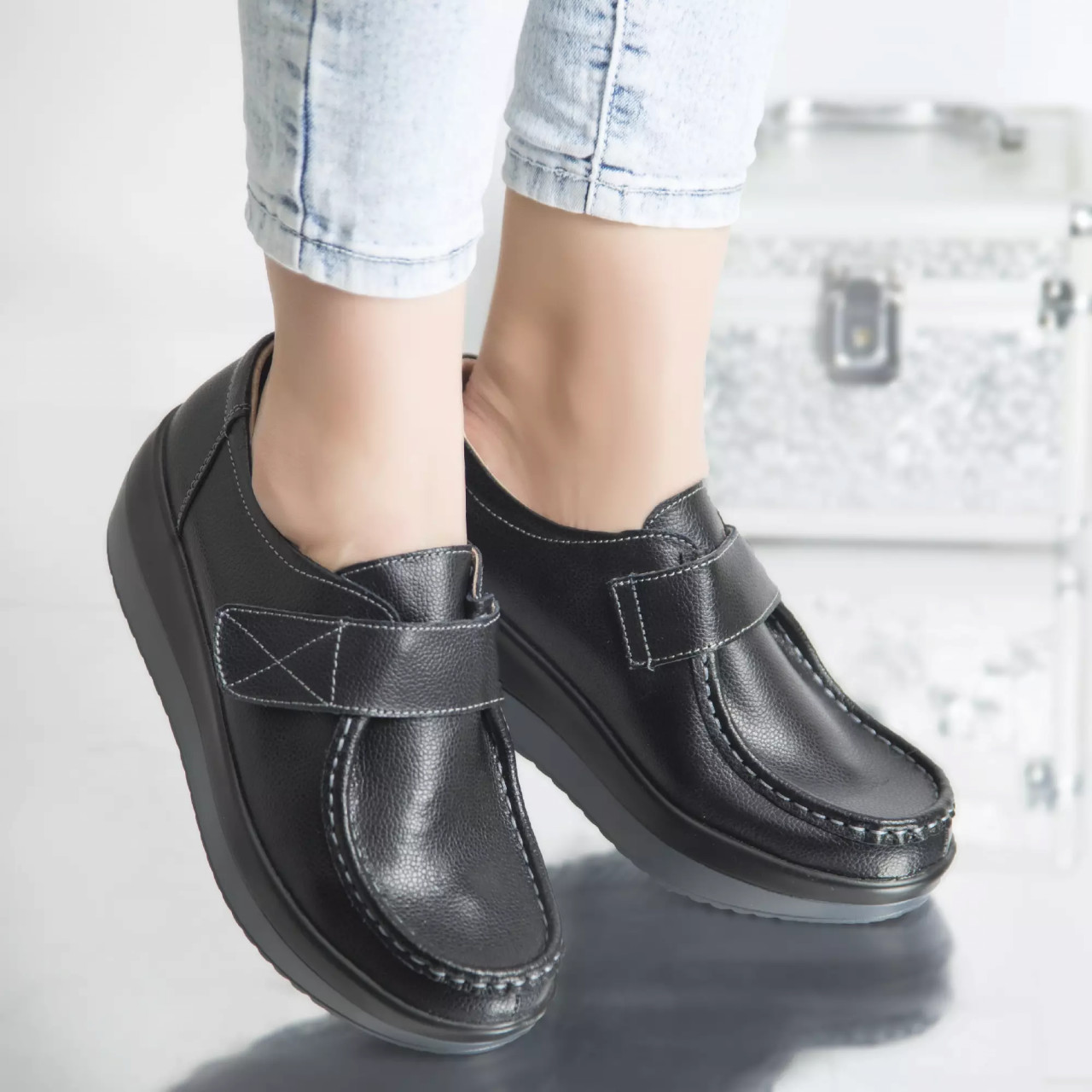 Pantofi cu platforma riley negru piele naturala - poza 4