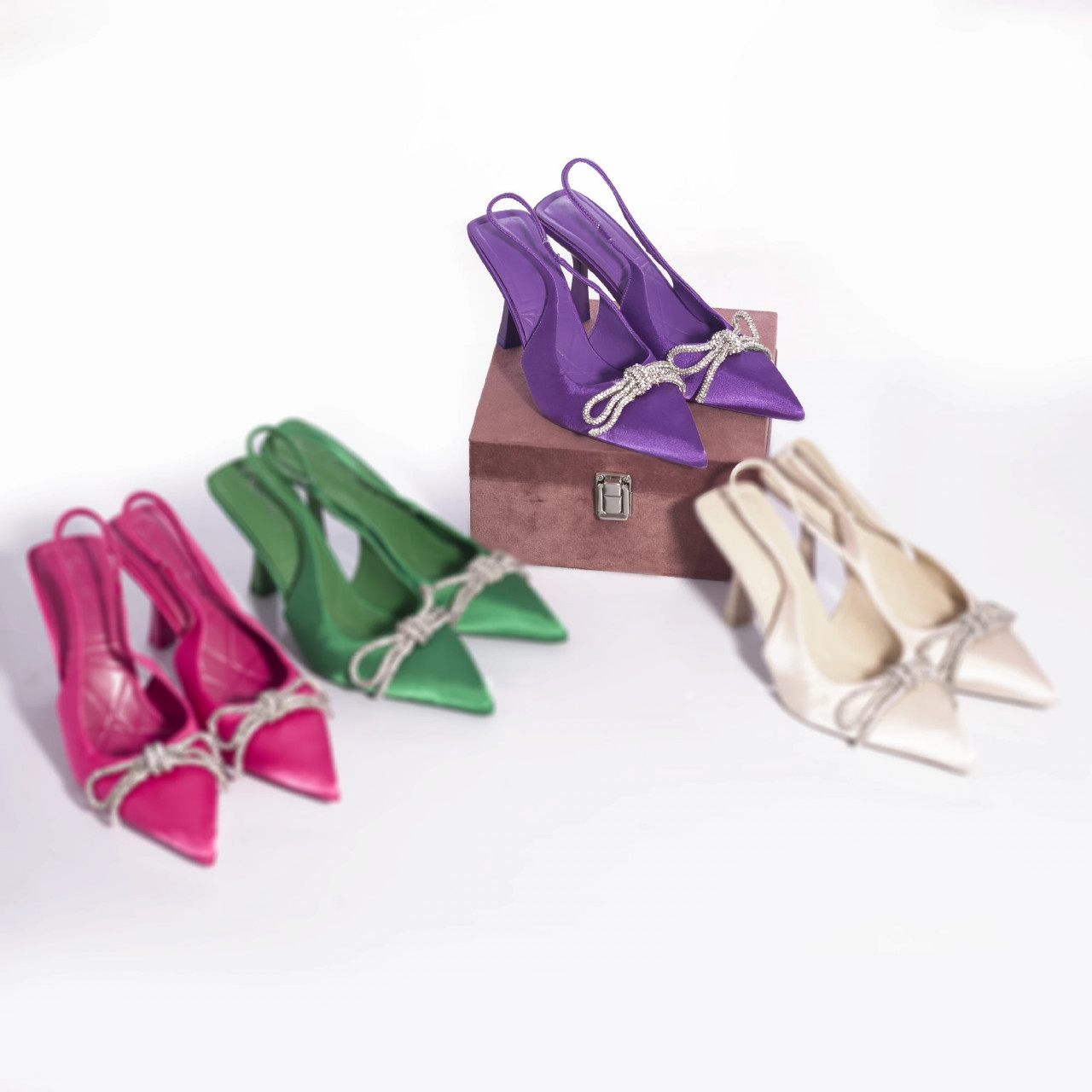 Pantofi cu toc querina saten violet - poza 3
