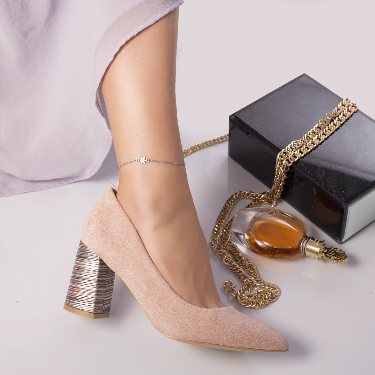 Pantofi cu toc shully piele ecologica intoarsa roz - poza 2
