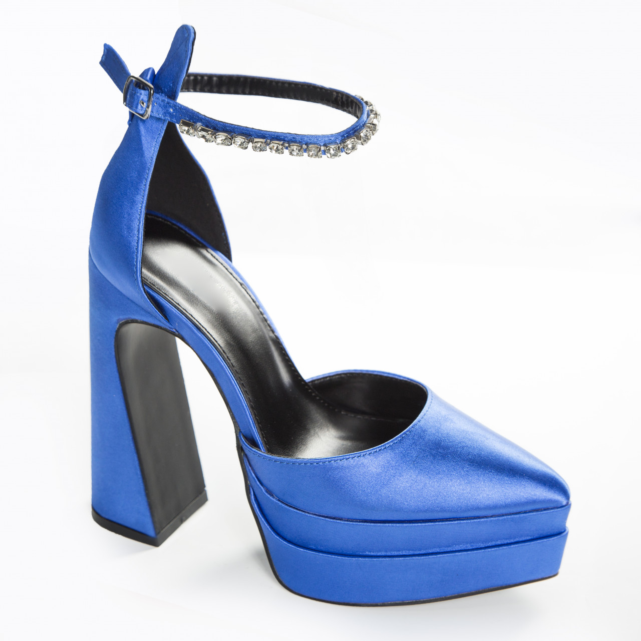 Pantofi dama albastru cu toc saten izabel - poza 5