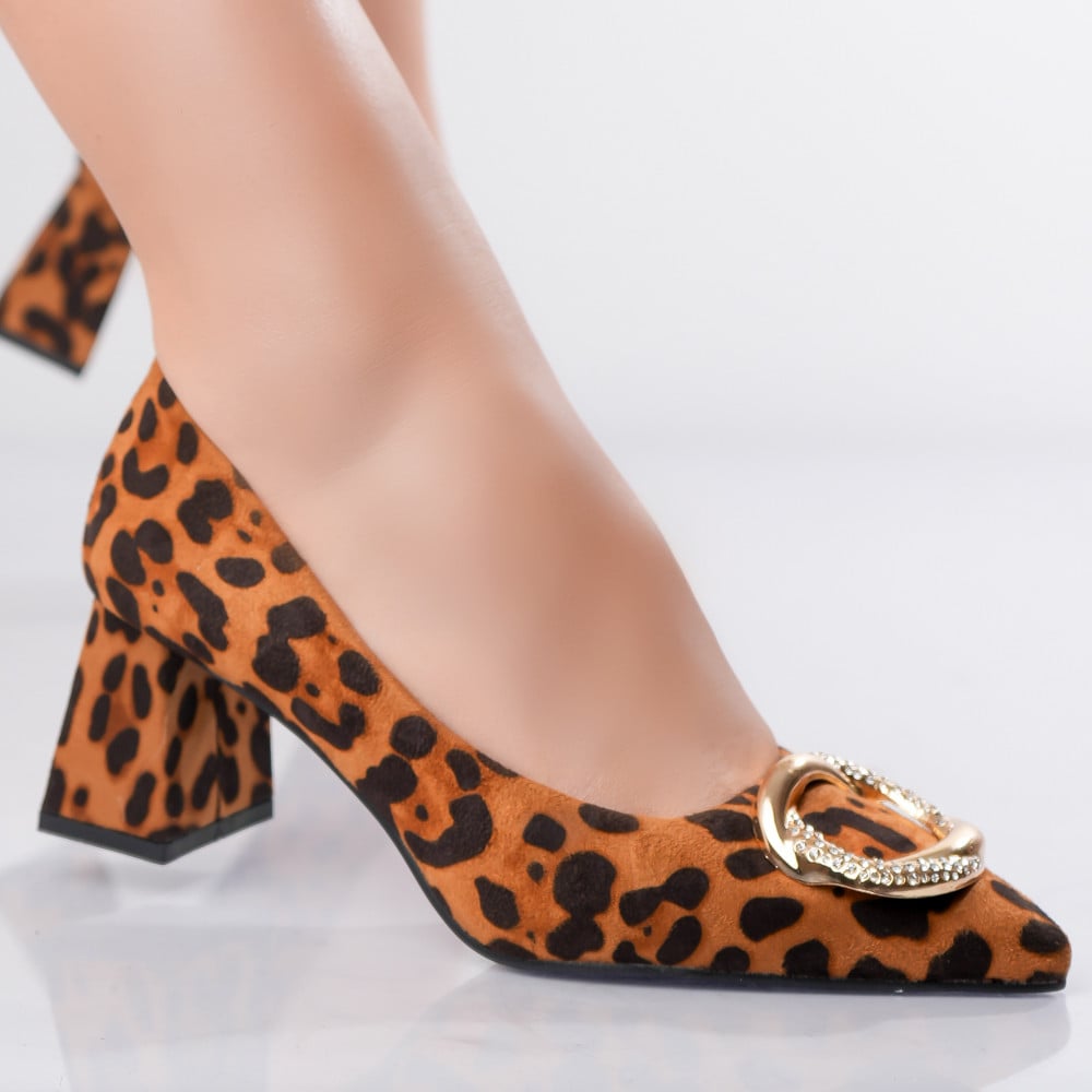Pantofi dama Animal Print din Pieie Ecologica Intoarsa Berga - poza 3