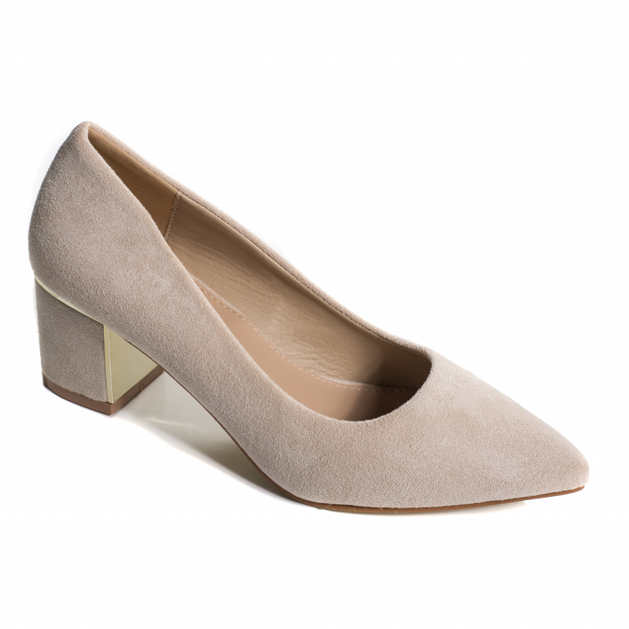 Pantofi dama bej cu toc piele eco intoarsa kila - poza 5