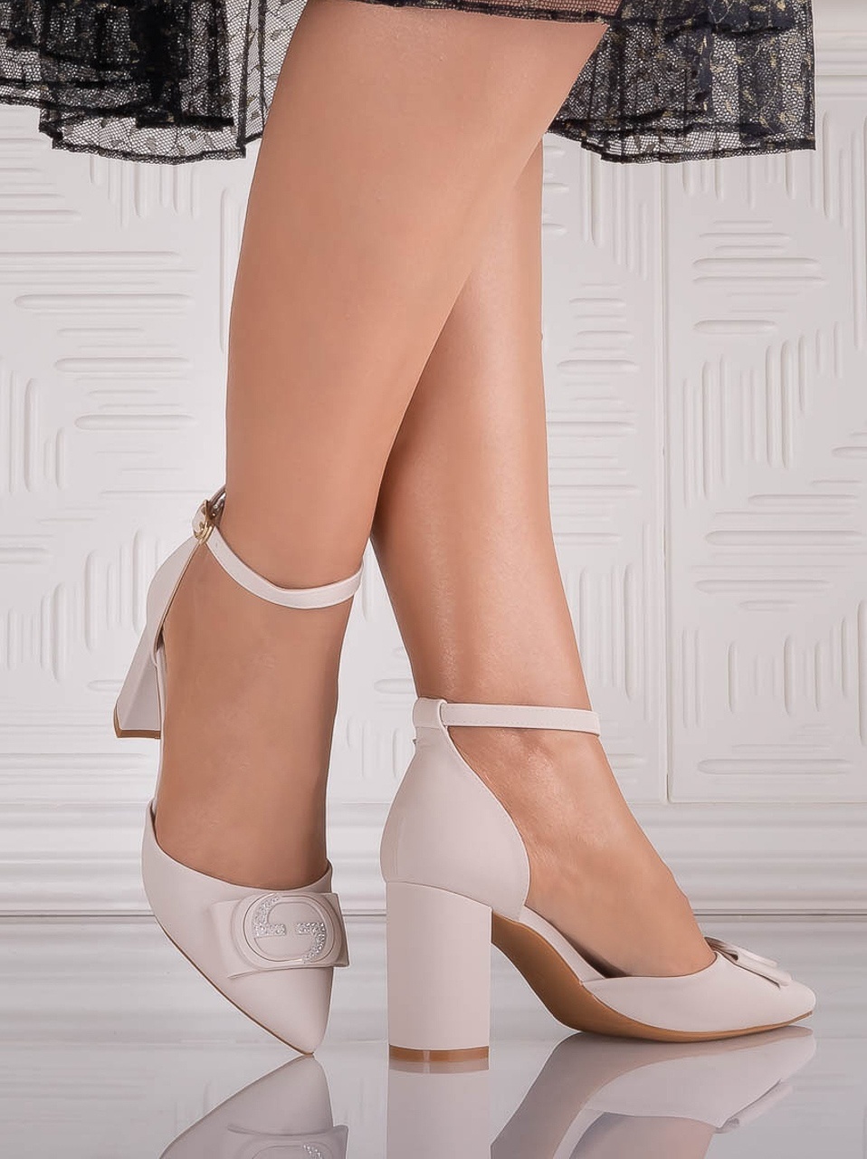 Pantofi dama Bej din Piele Ecologica Denasa - poza 3