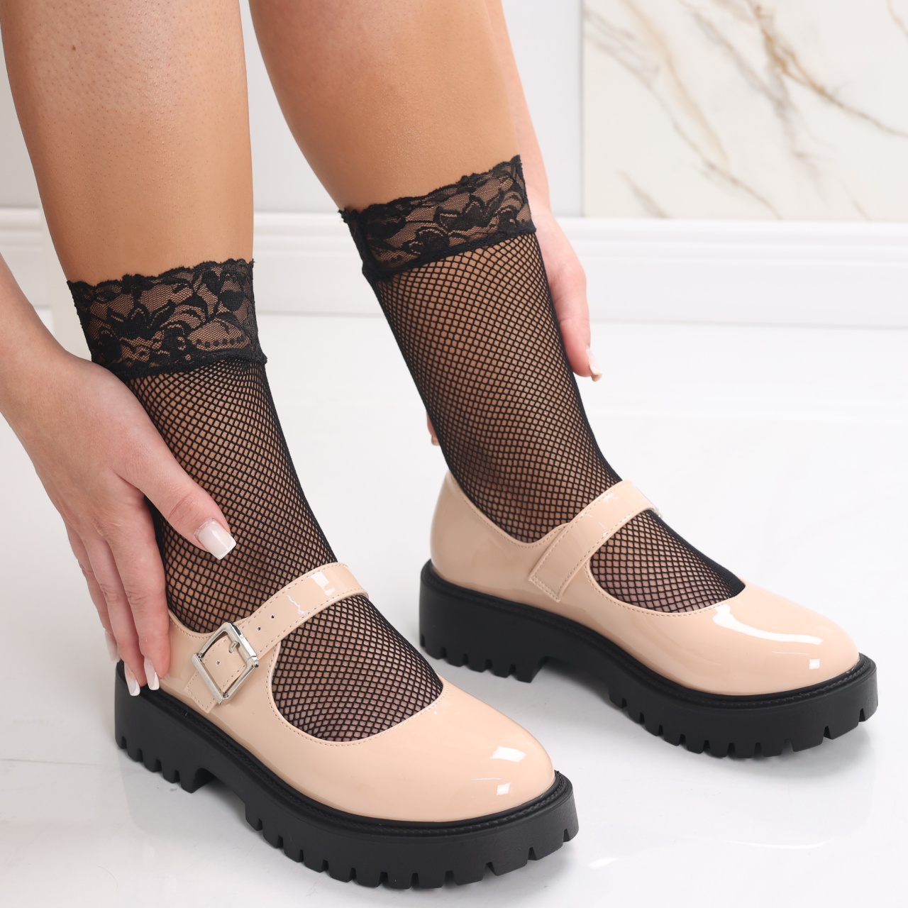Pantofi dama Bej din Piele Ecologica Lacuita Safira - poza 5