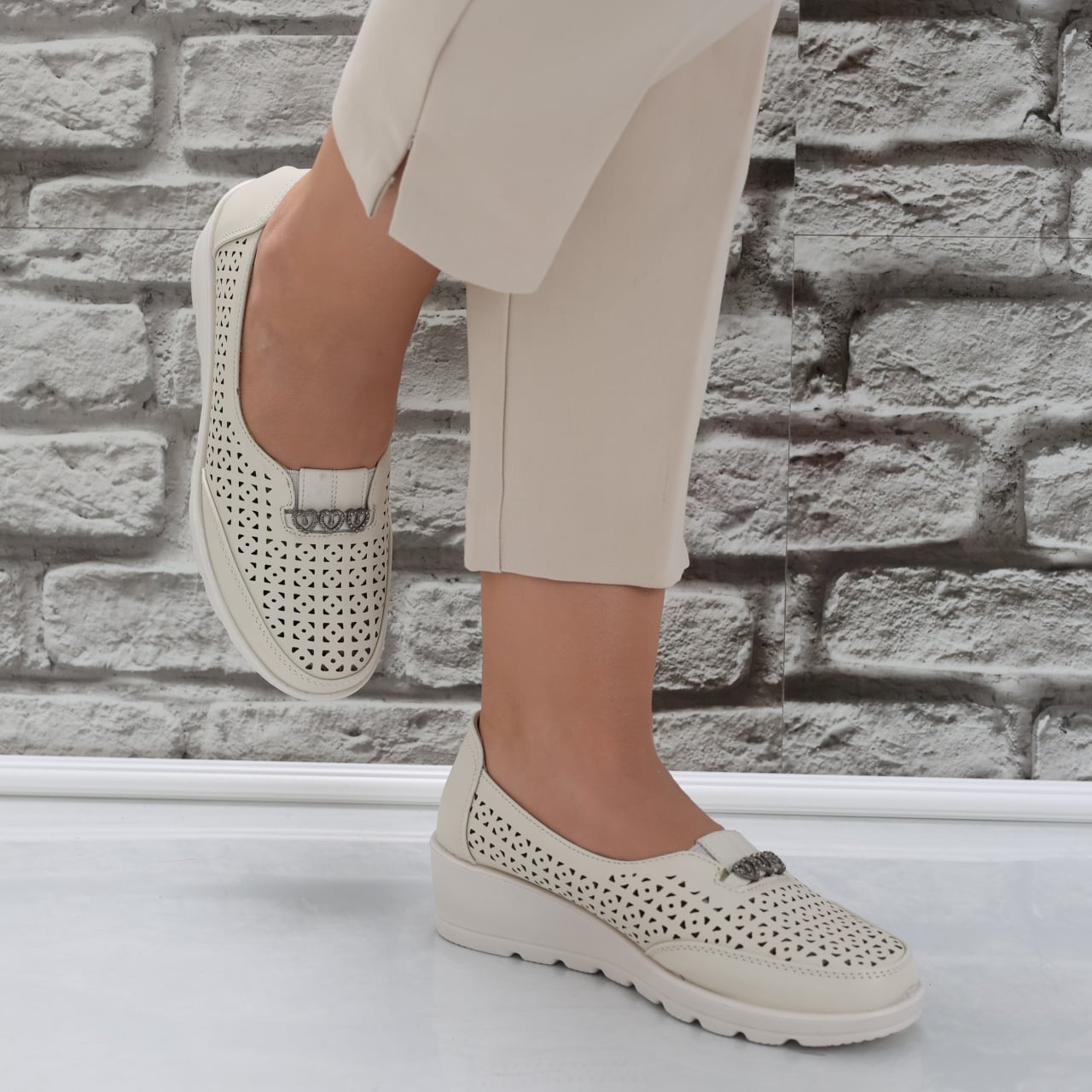Pantofi dama Bej din Piele Ecologica Nataya - poza 5
