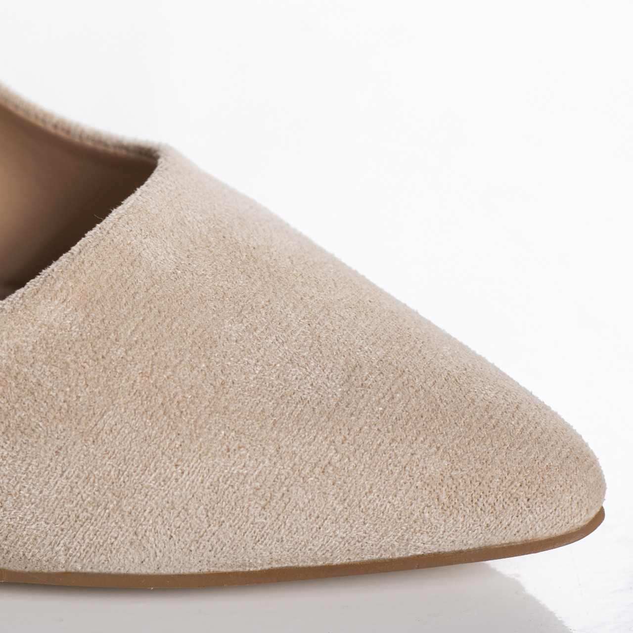 Pantofi dama bej piele eco intoarsa rogin - poza 3
