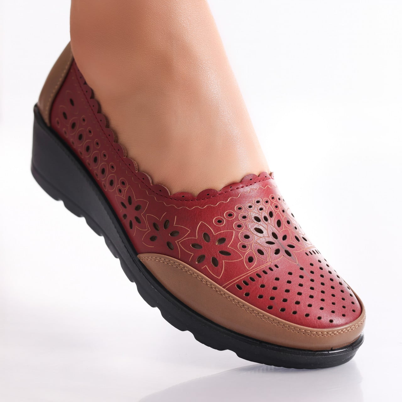 Pantofi dama Bordo din Piele Ecologica Desi - poza 1