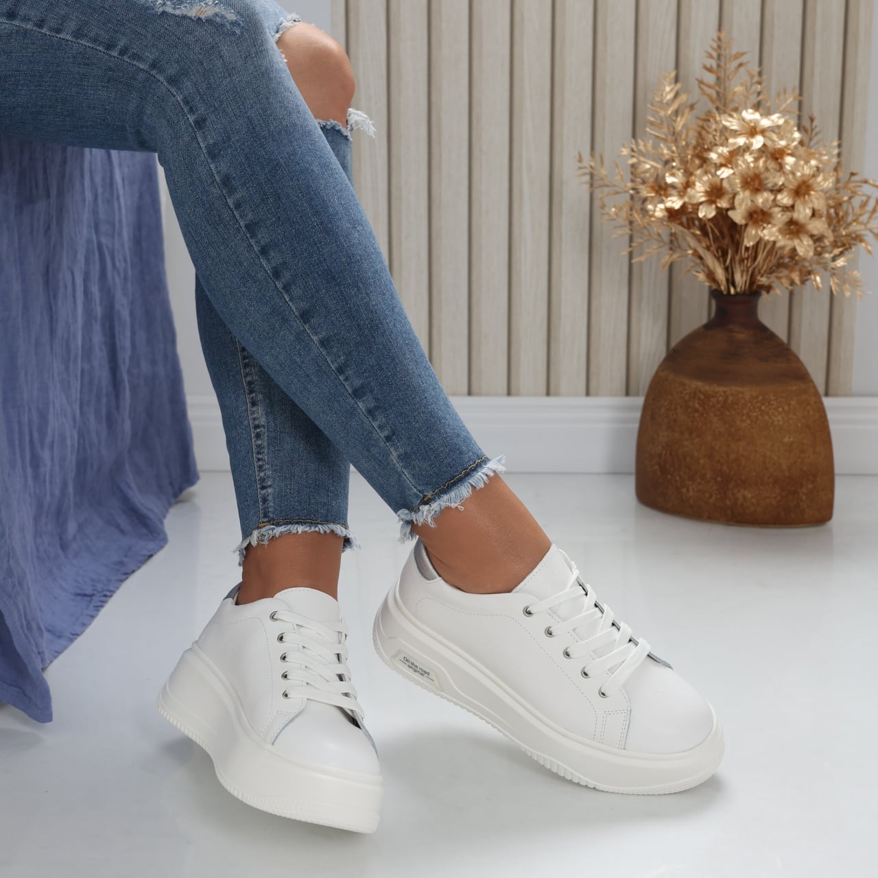 Pantofi dama casual Alb din Piele Naturala Issa - poza 1