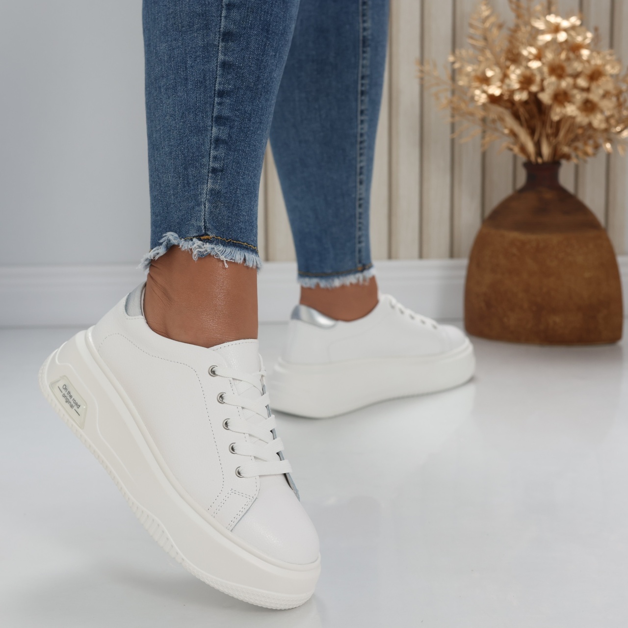 Pantofi dama casual Alb din Piele Naturala Issa - poza 2