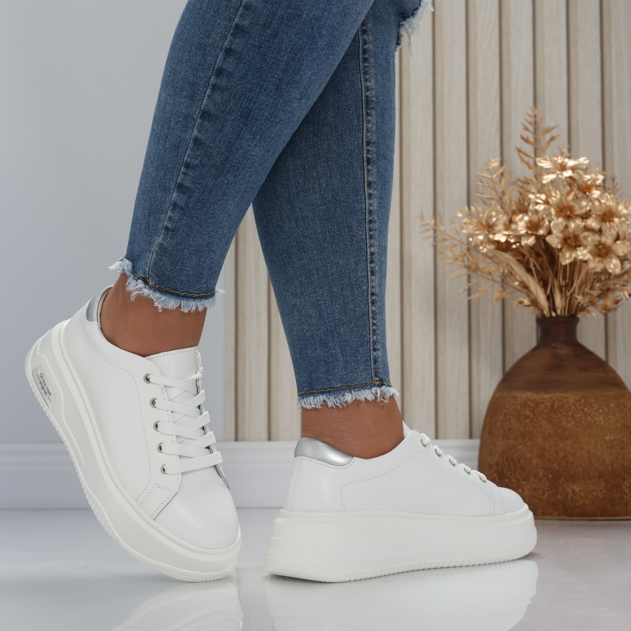 Pantofi dama casual Alb din Piele Naturala Issa - poza 3