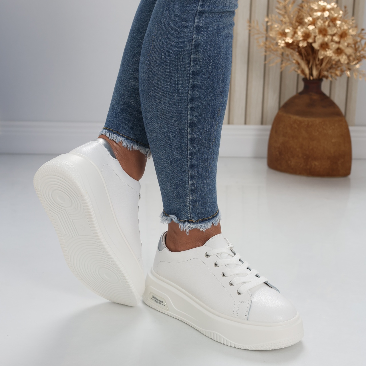 Pantofi dama casual Alb din Piele Naturala Issa - poza 4