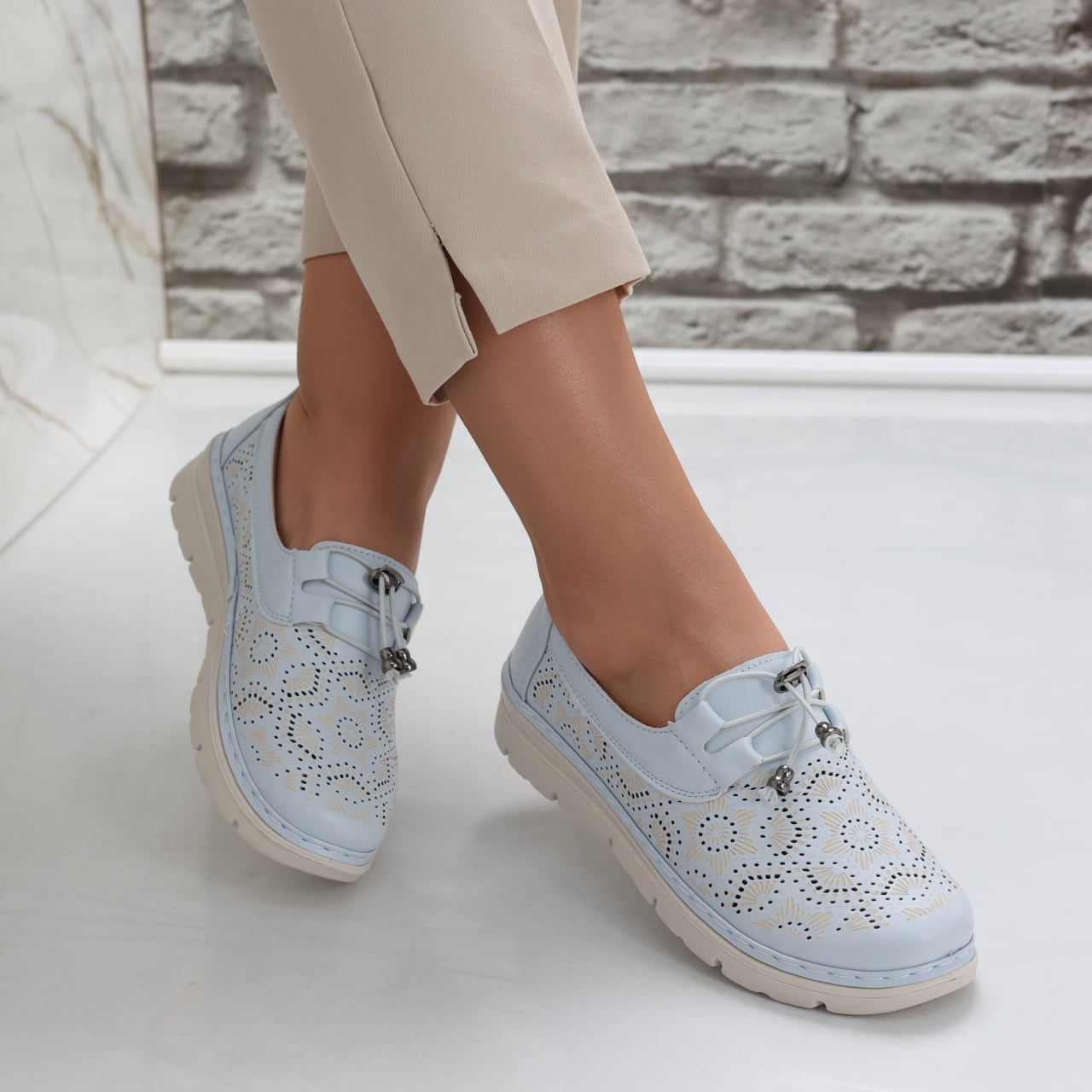 Pantofi dama casual Albastri din Piele Ecologica Asnes - poza 1