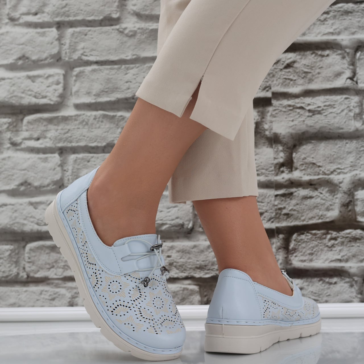 Pantofi dama casual Albastri din Piele Ecologica Asnes - poza 3