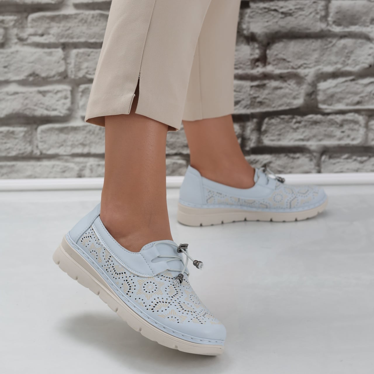 Pantofi dama casual Albastri din Piele Ecologica Asnes - poza 4