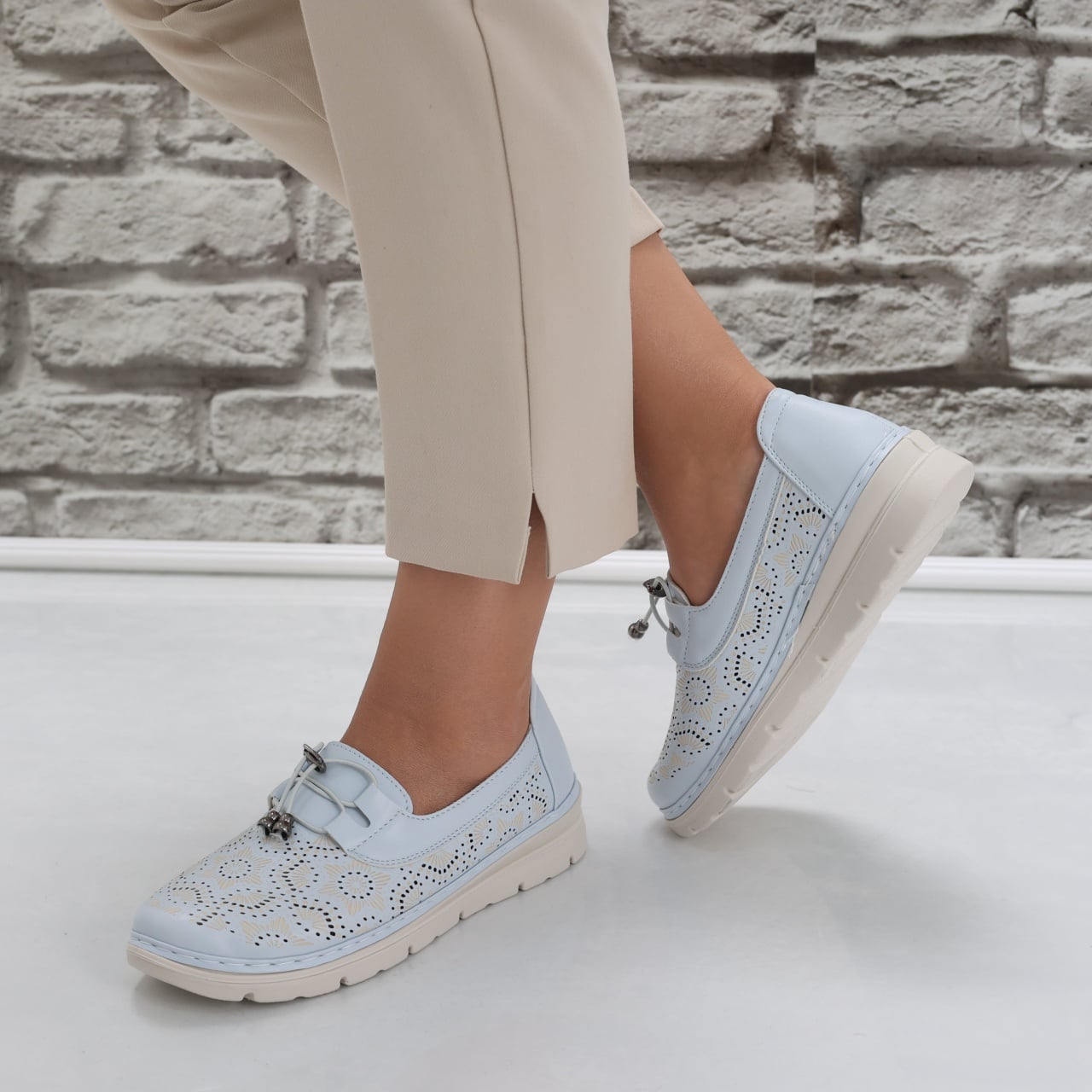 Pantofi dama casual Albastri din Piele Ecologica Asnes - poza 5