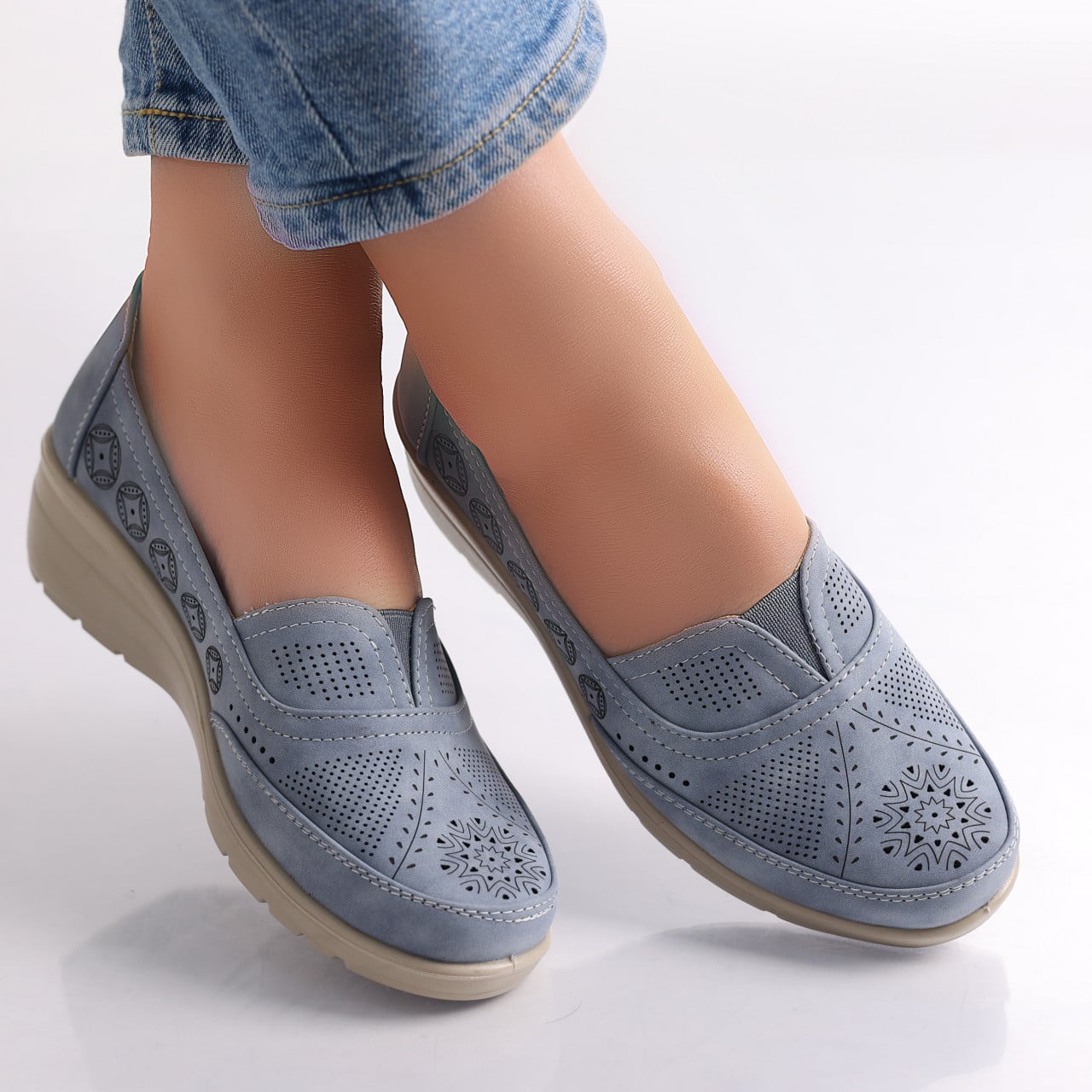 Pantofi dama casual Albastri din Piele Ecologica Dinda - poza 1