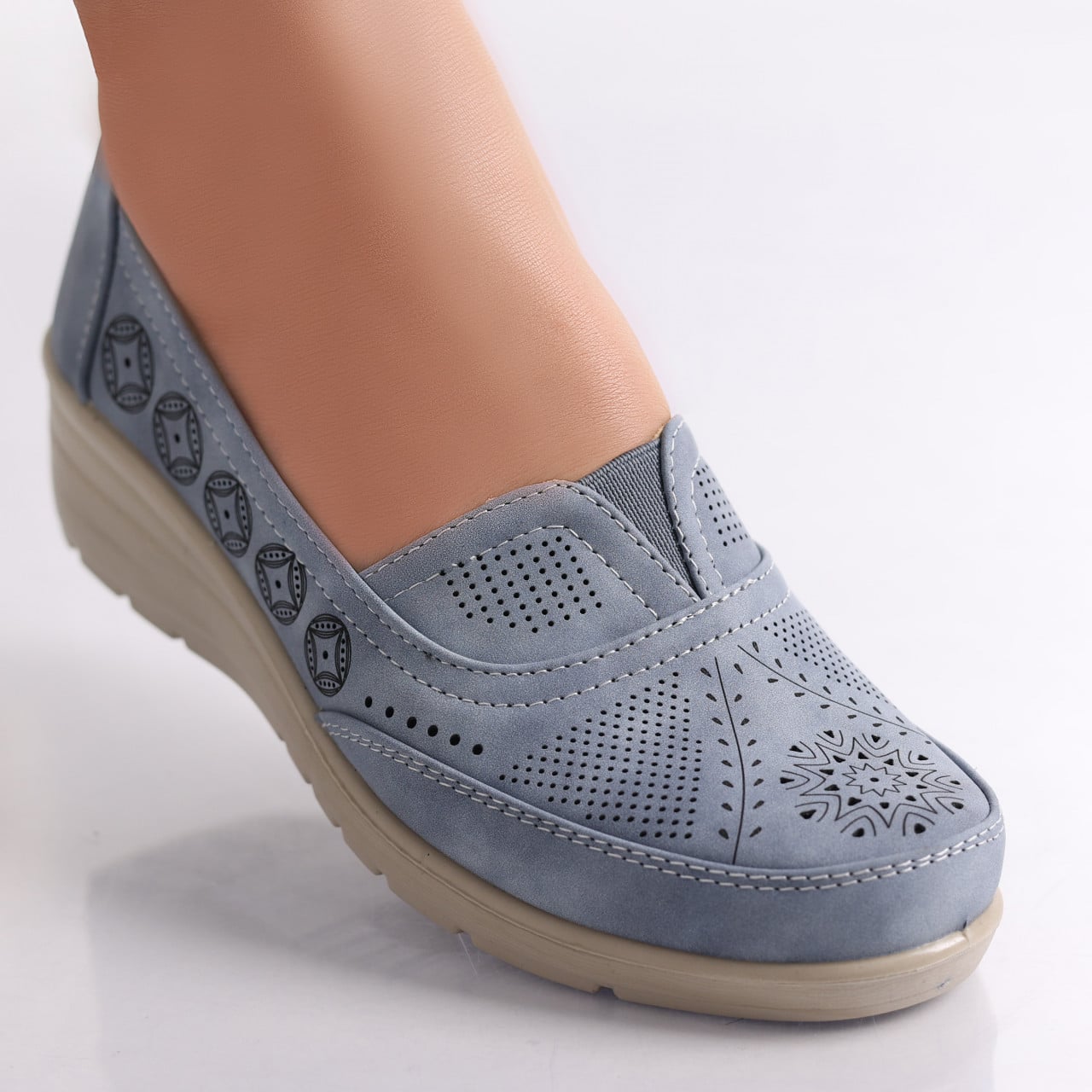 Pantofi dama casual Albastri din Piele Ecologica Dinda - poza 2