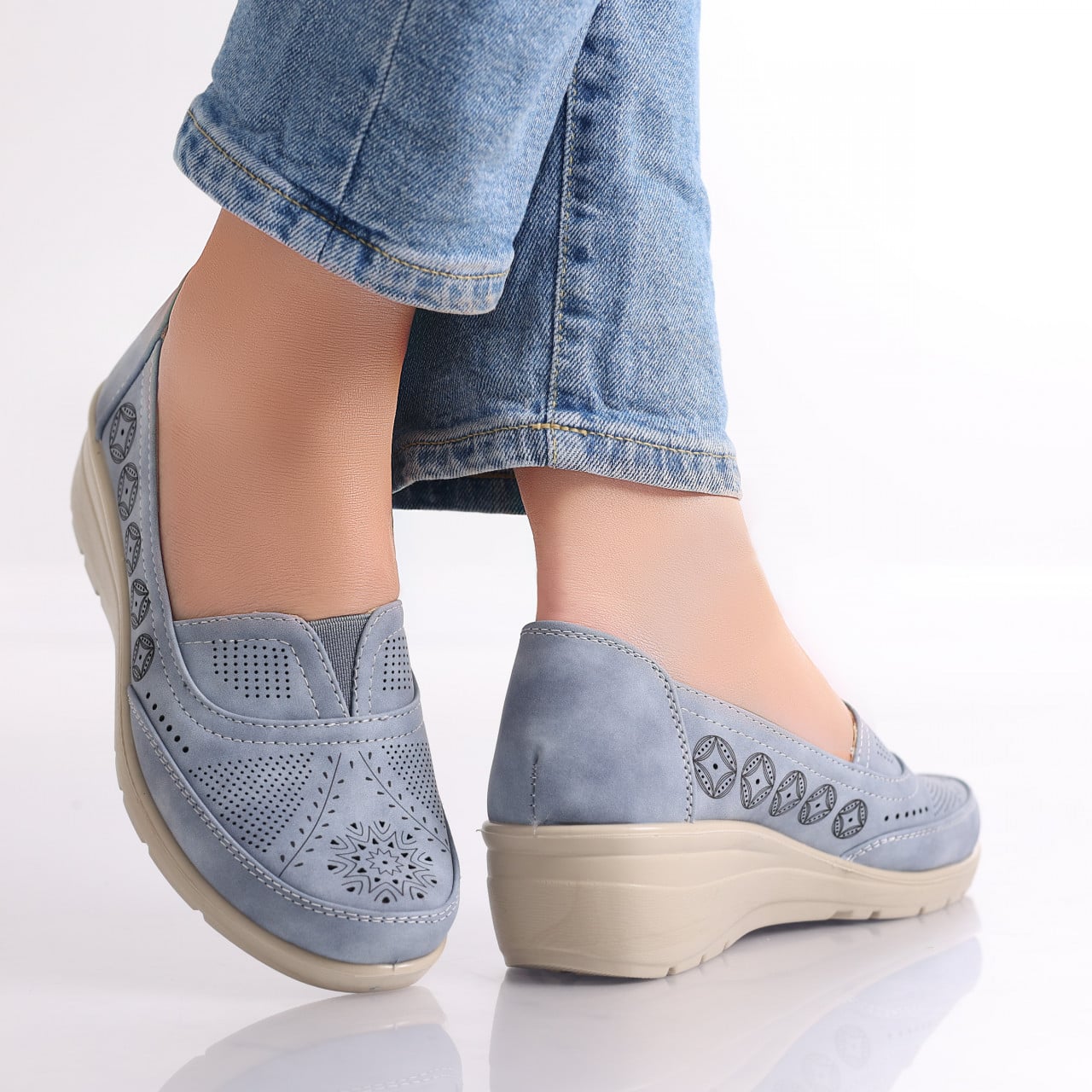 Pantofi dama casual Albastri din Piele Ecologica Dinda - poza 3
