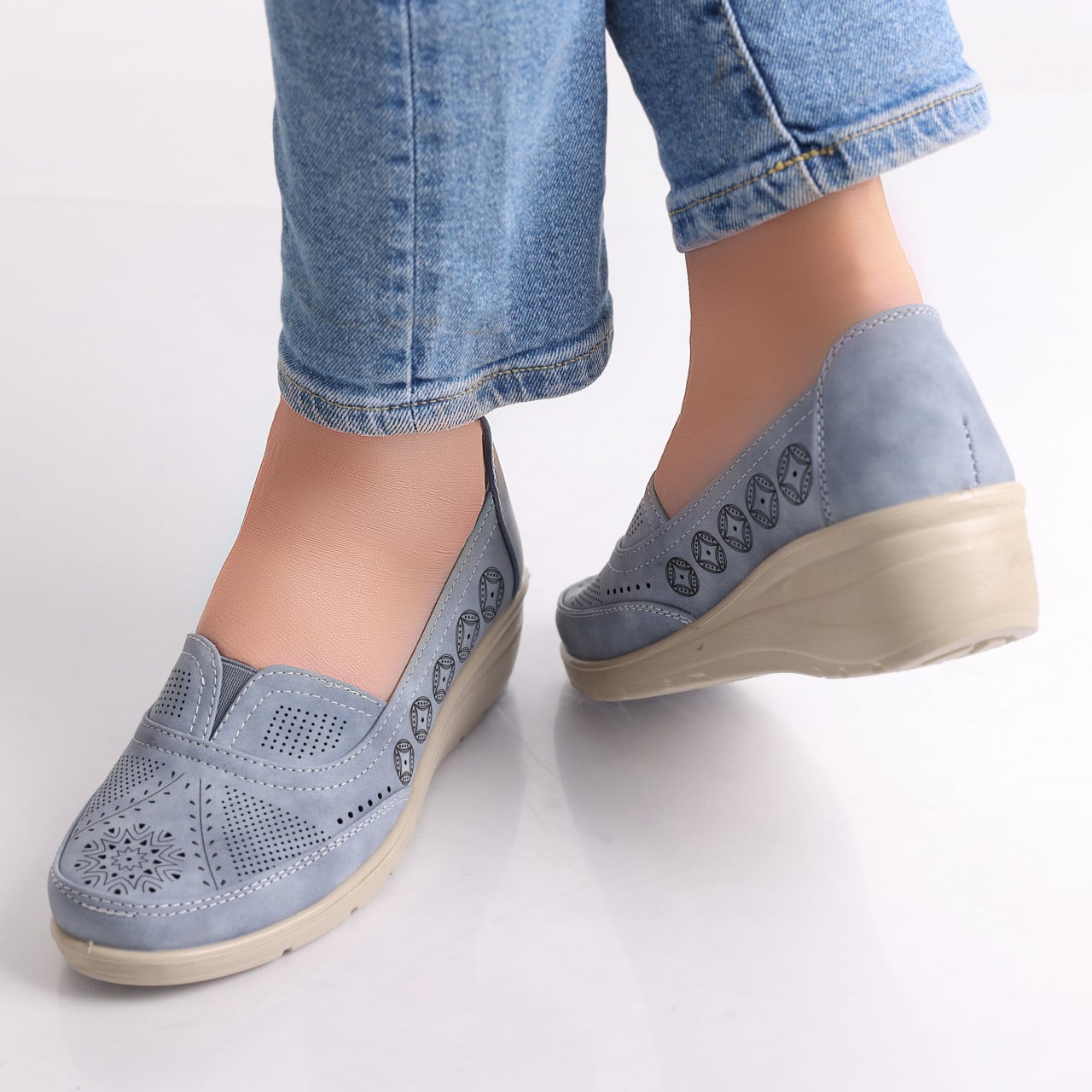 Pantofi dama casual Albastri din Piele Ecologica Dinda - poza 4