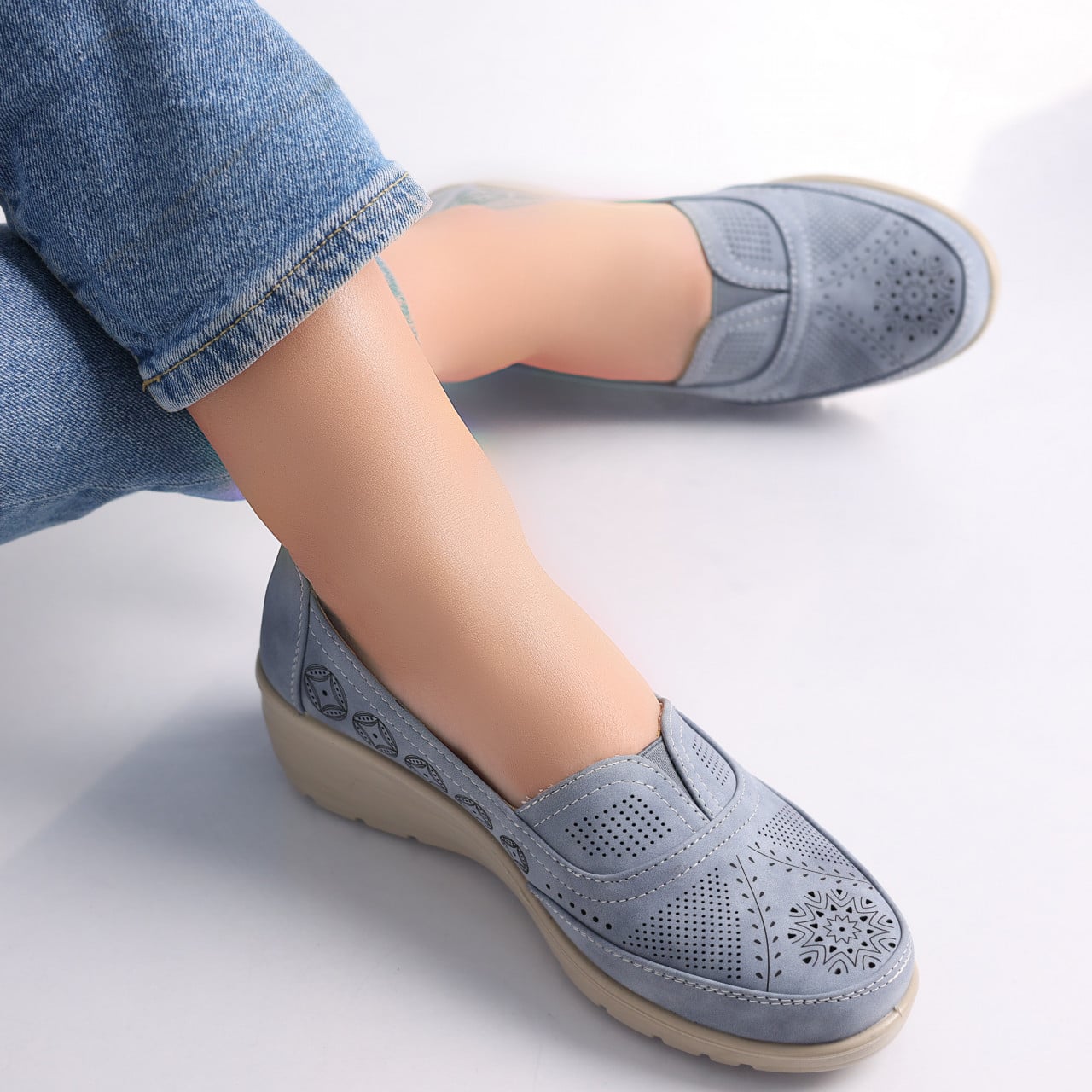 Pantofi dama casual Albastri din Piele Ecologica Dinda - poza 5