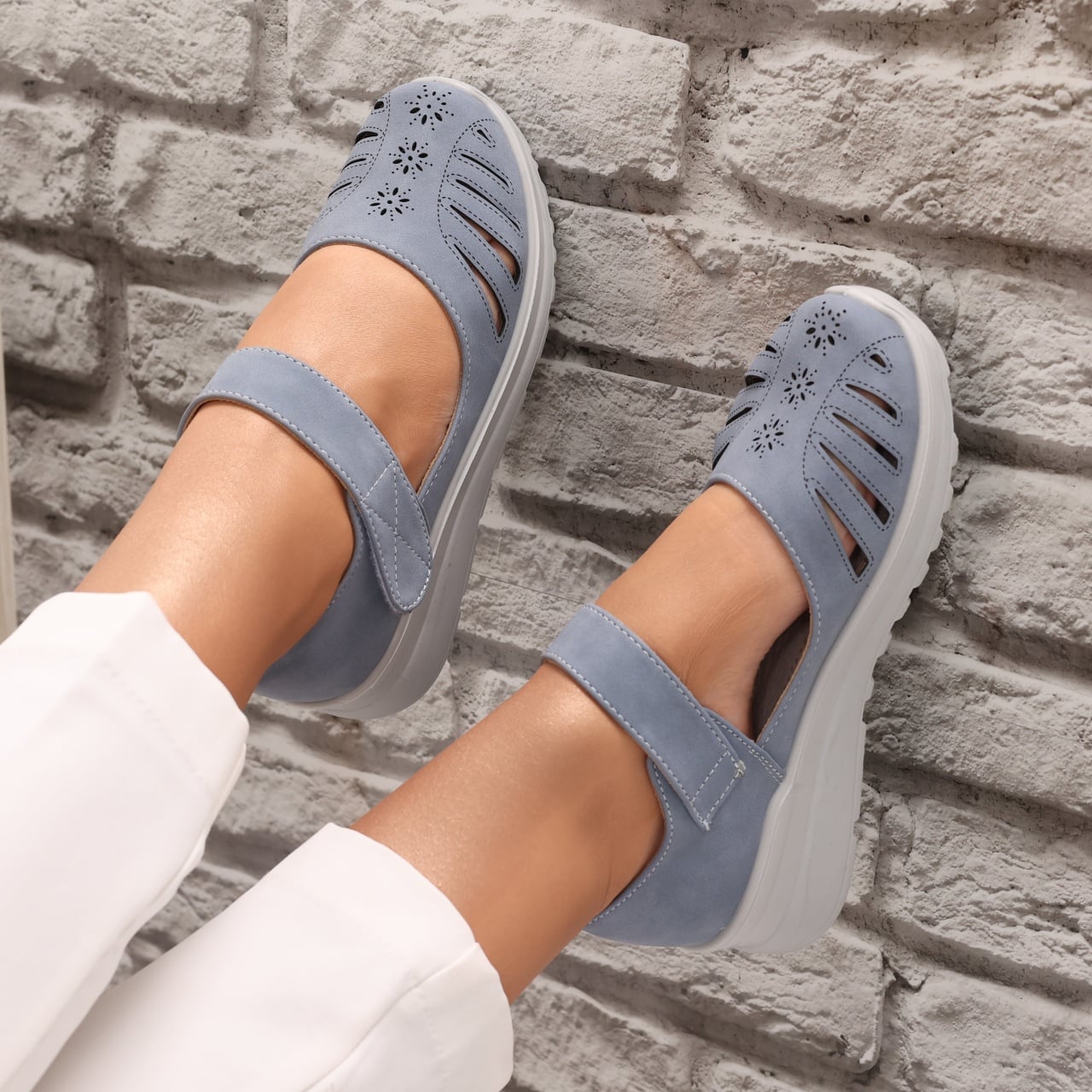 Pantofi dama casual Albastri din Piele Ecologica Rawda - poza 1